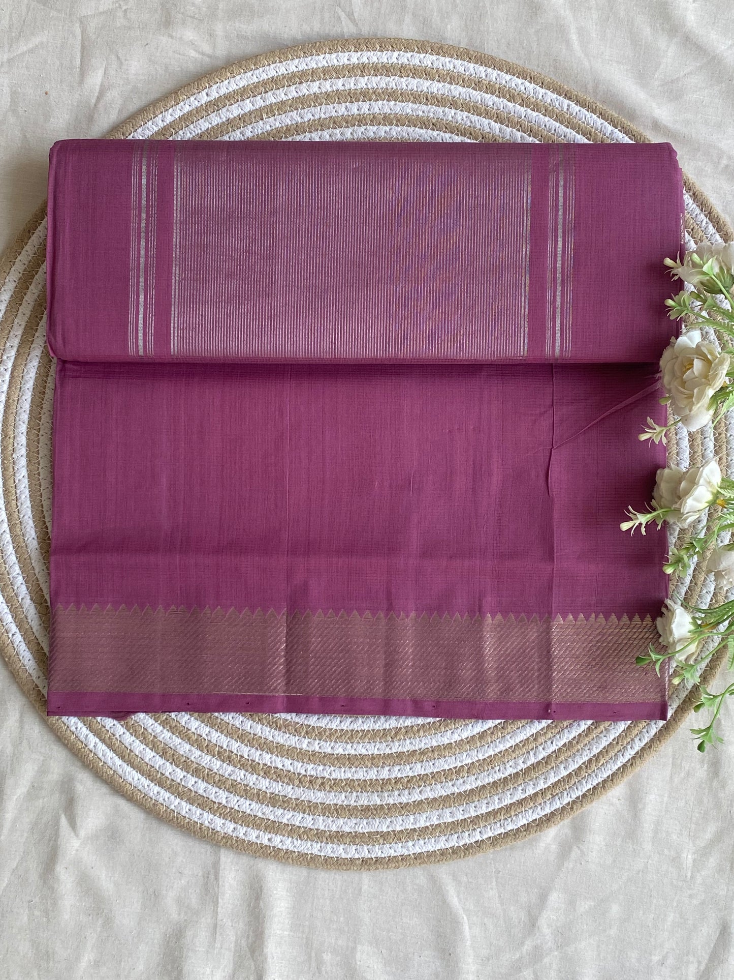 Silver Border Mangalgiri Cotton Saree 08