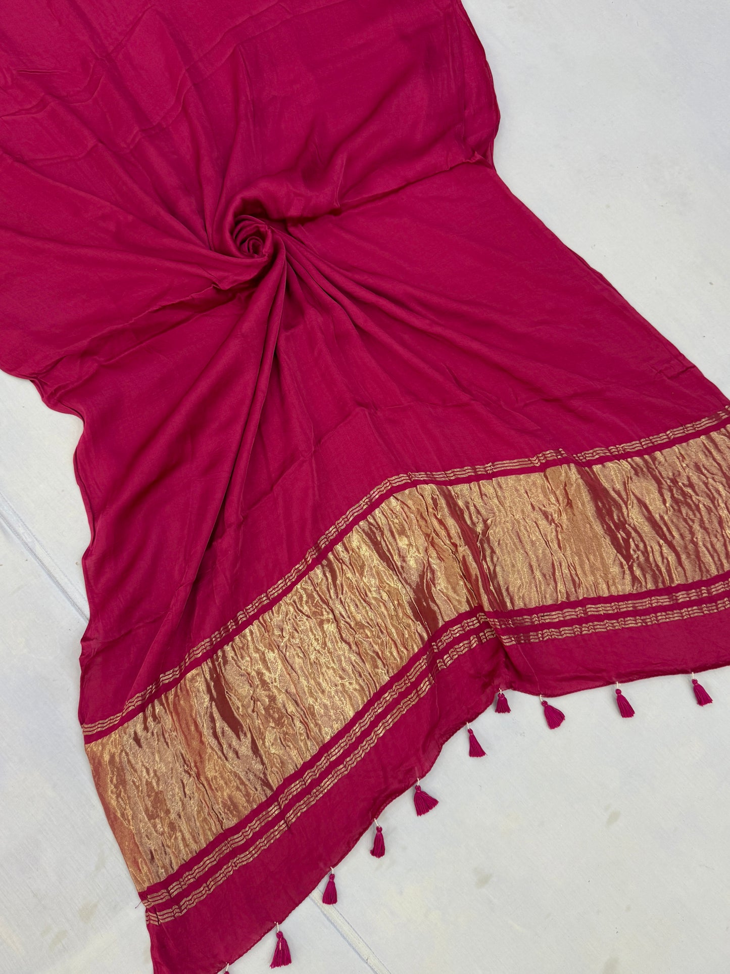 Matte Pink Modal Silk Lagdi Pallu Saree