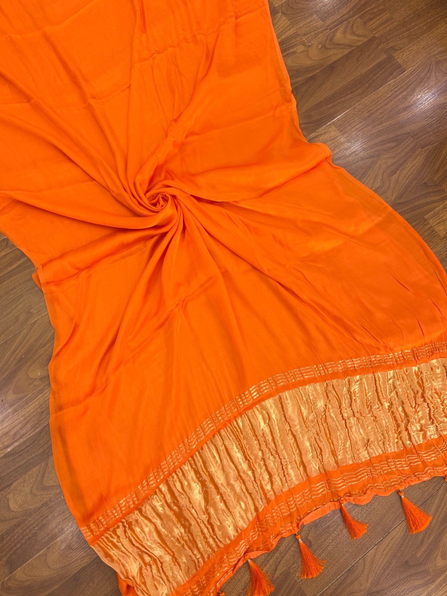 Orange Modal Silk Lagdi Pallu Saree
