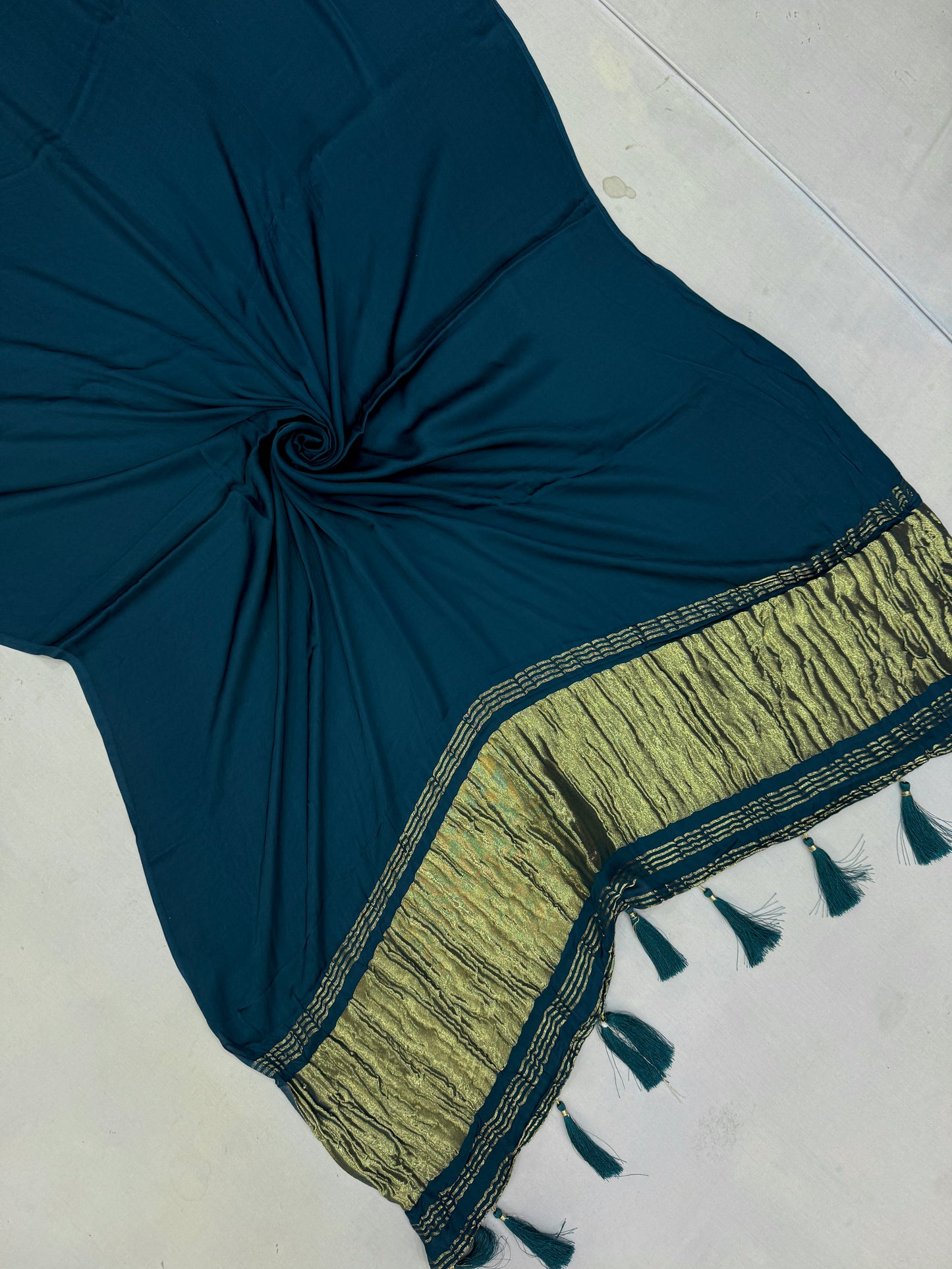 Teal Modal Gajji Silk Lagdi Pallu Saree