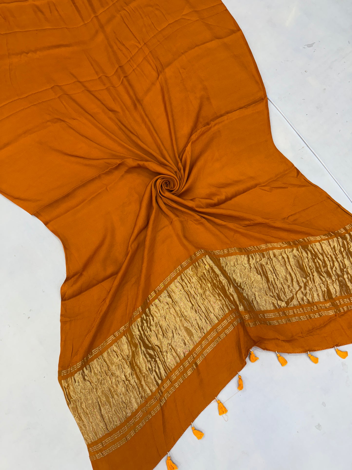 Mustard Modal Silk Lagdi Pallu Saree