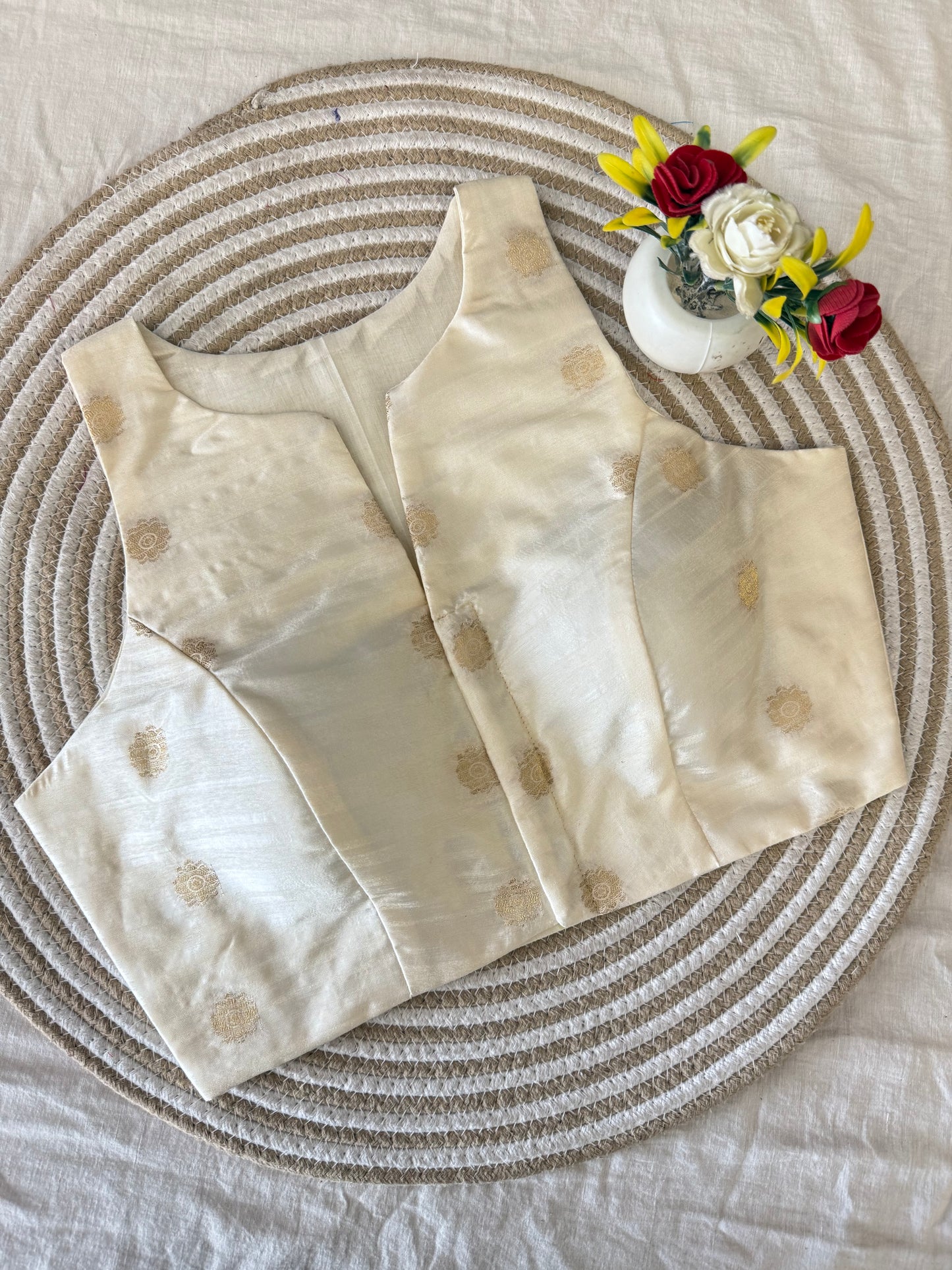 Onam Creamy Taffeta Racer Back Blouse