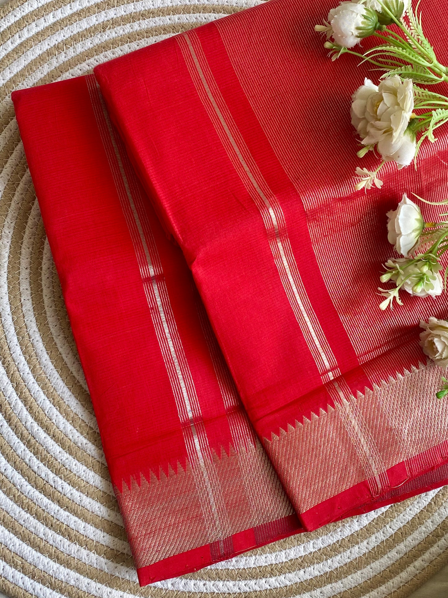 Silver Border Mangalgiri Cotton Saree 14
