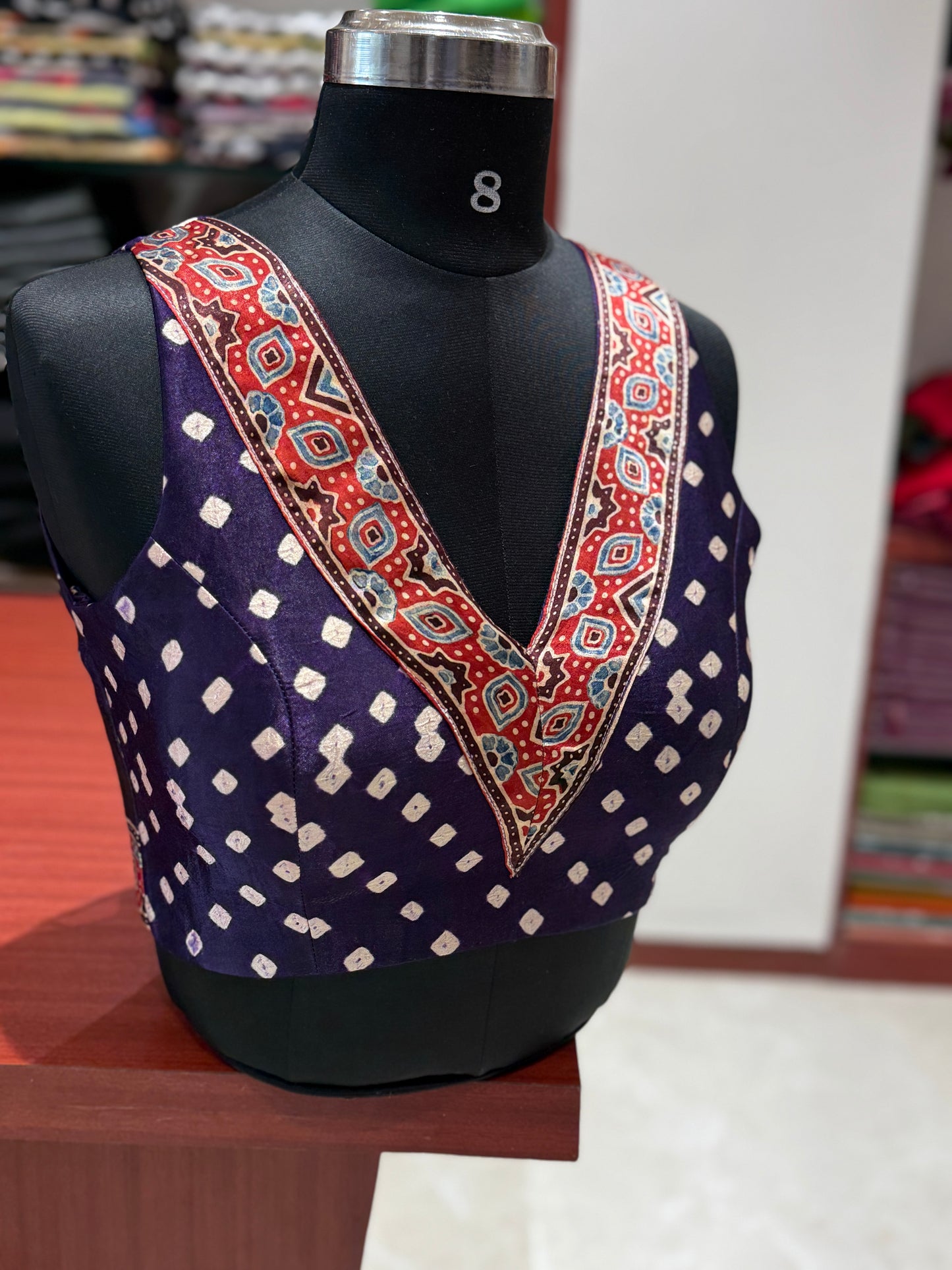 Purple Bandhani Ajrakh Blouse