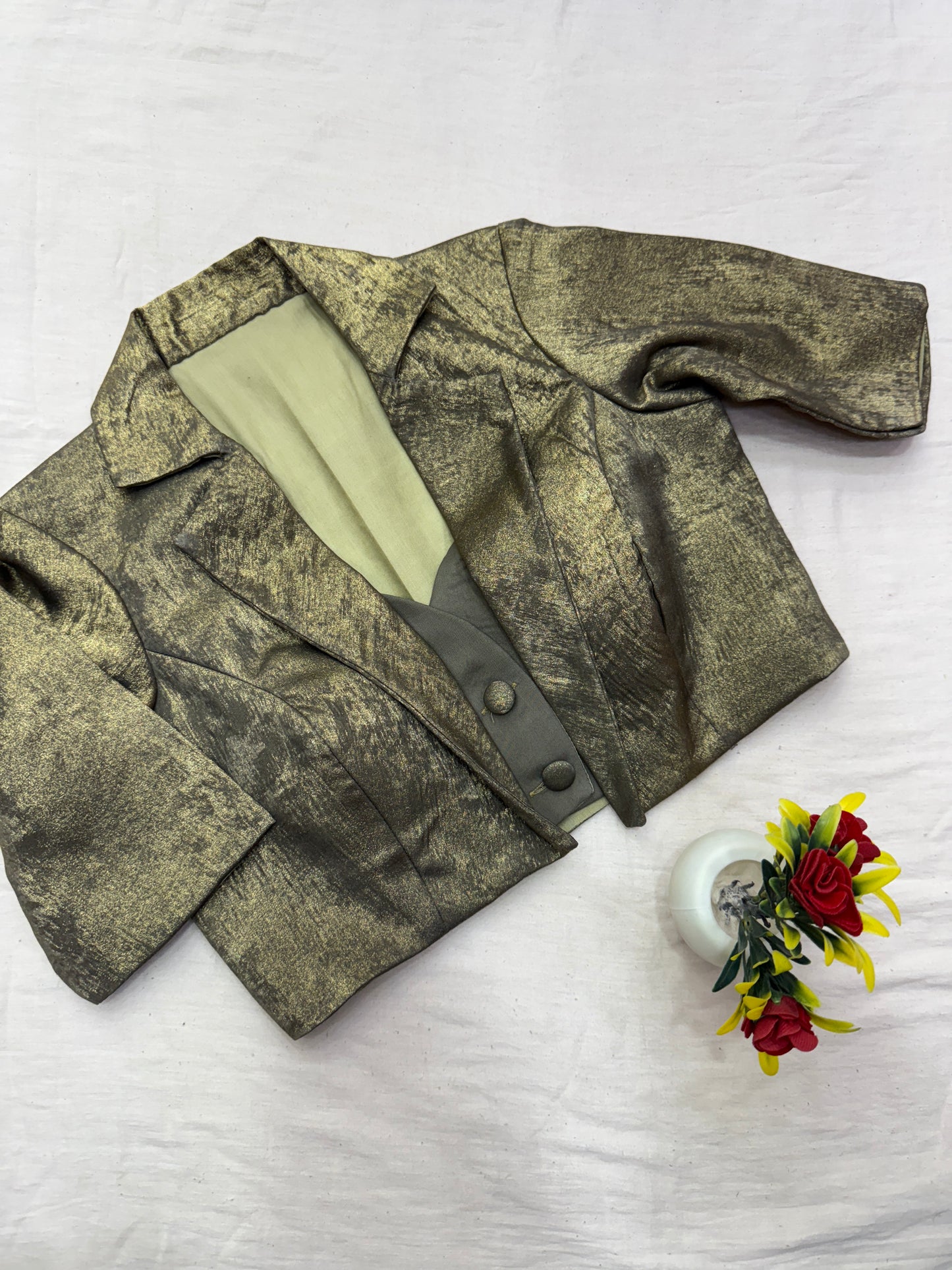 Tambdi Chambdi Gold Grey Blouse