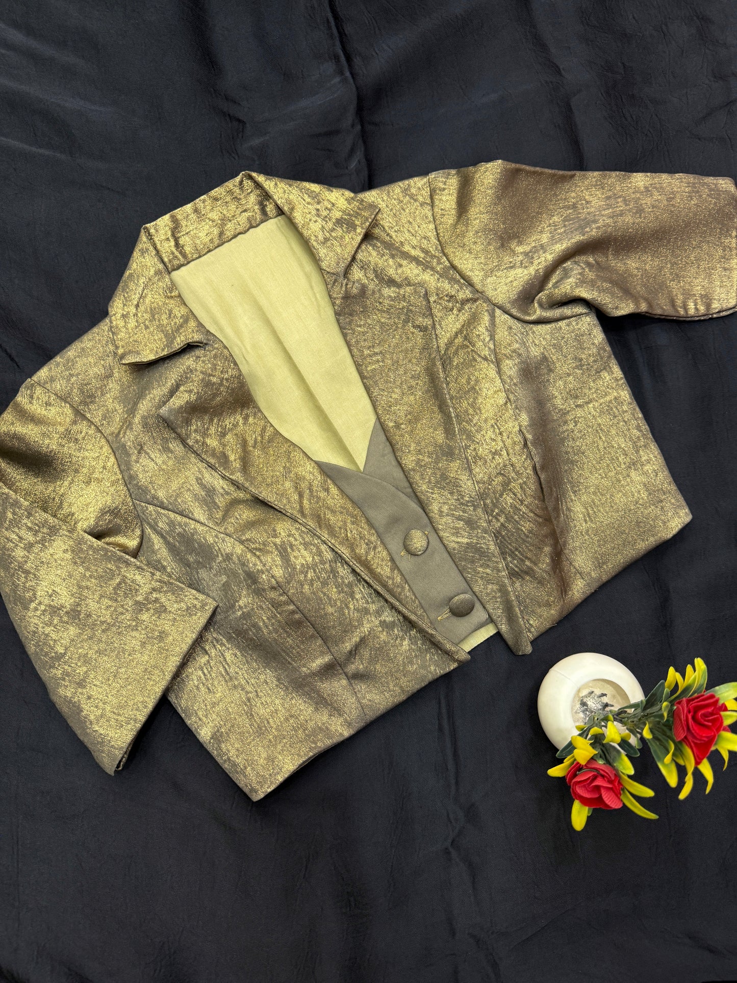 Tambdi Chambdi Gold Grey Blouse