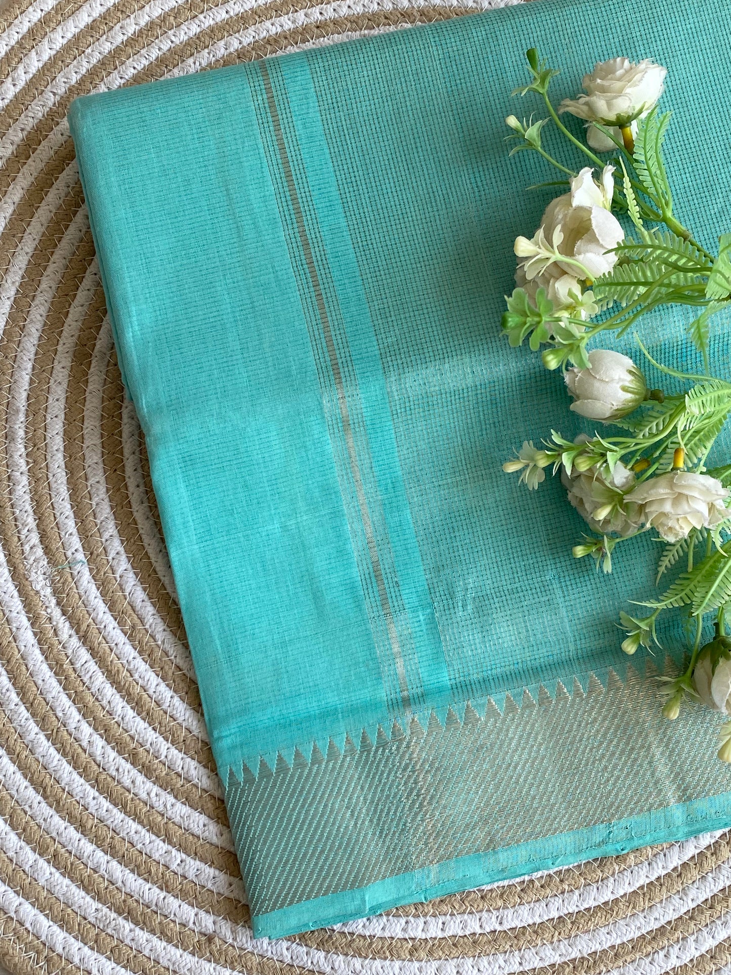 Silver Border Mangalgiri Cotton Saree 30