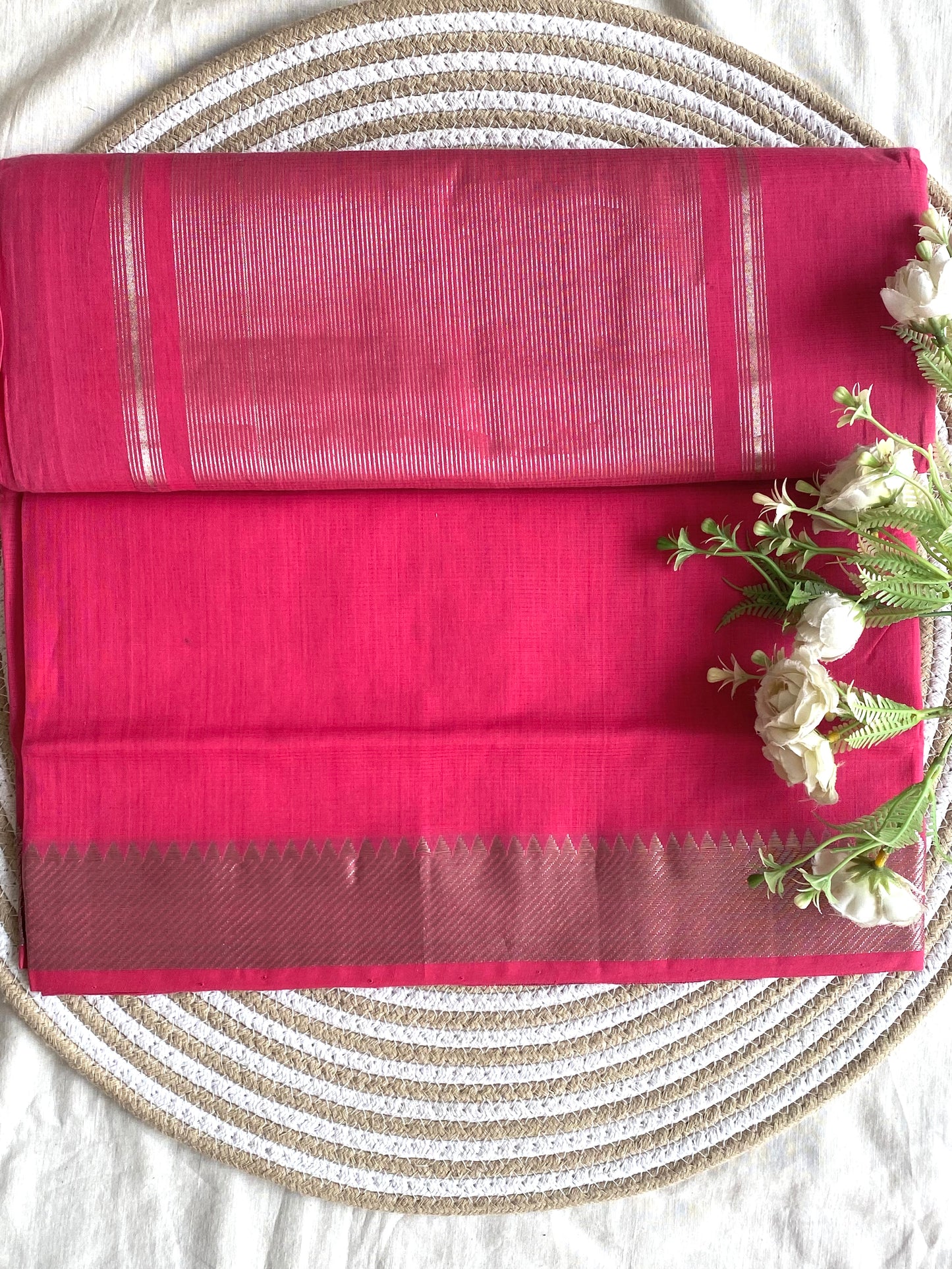 Silver Border Mangalgiri Cotton Saree 31