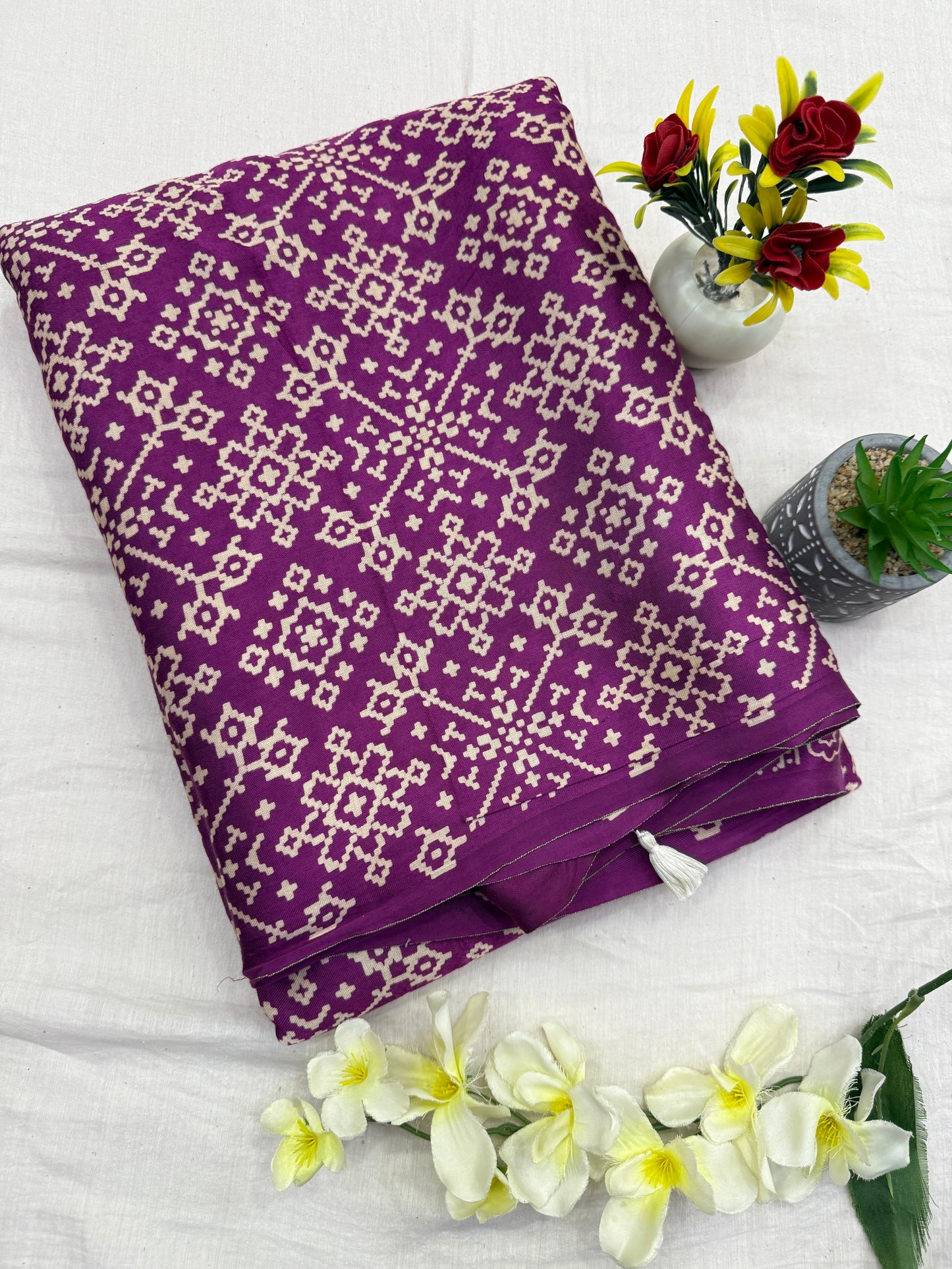 Purple Balochi Baithak Ajrakh Modal Silk Saree
