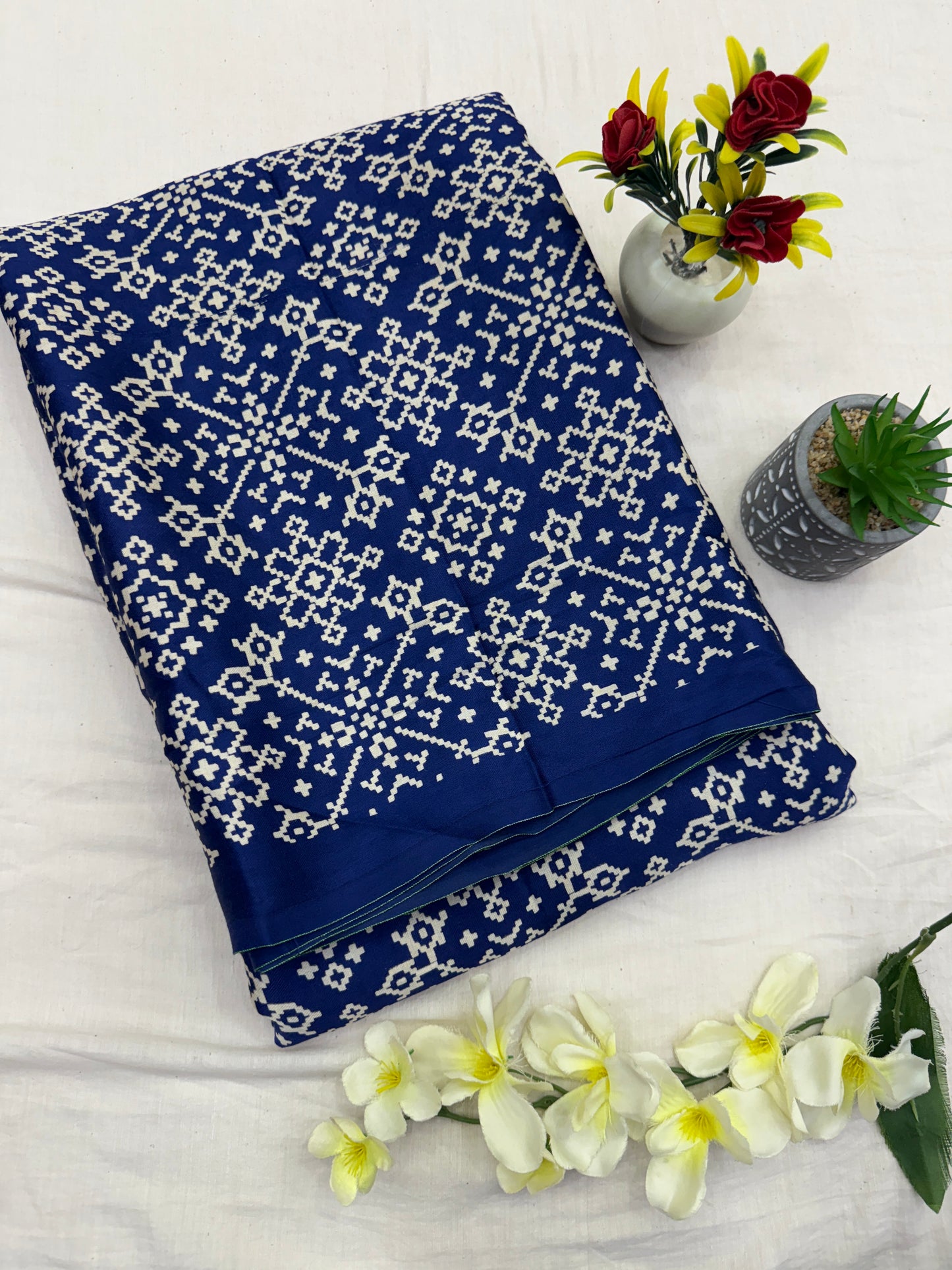 Blue Balochi Baithak Ajrakh Modal Silk Saree