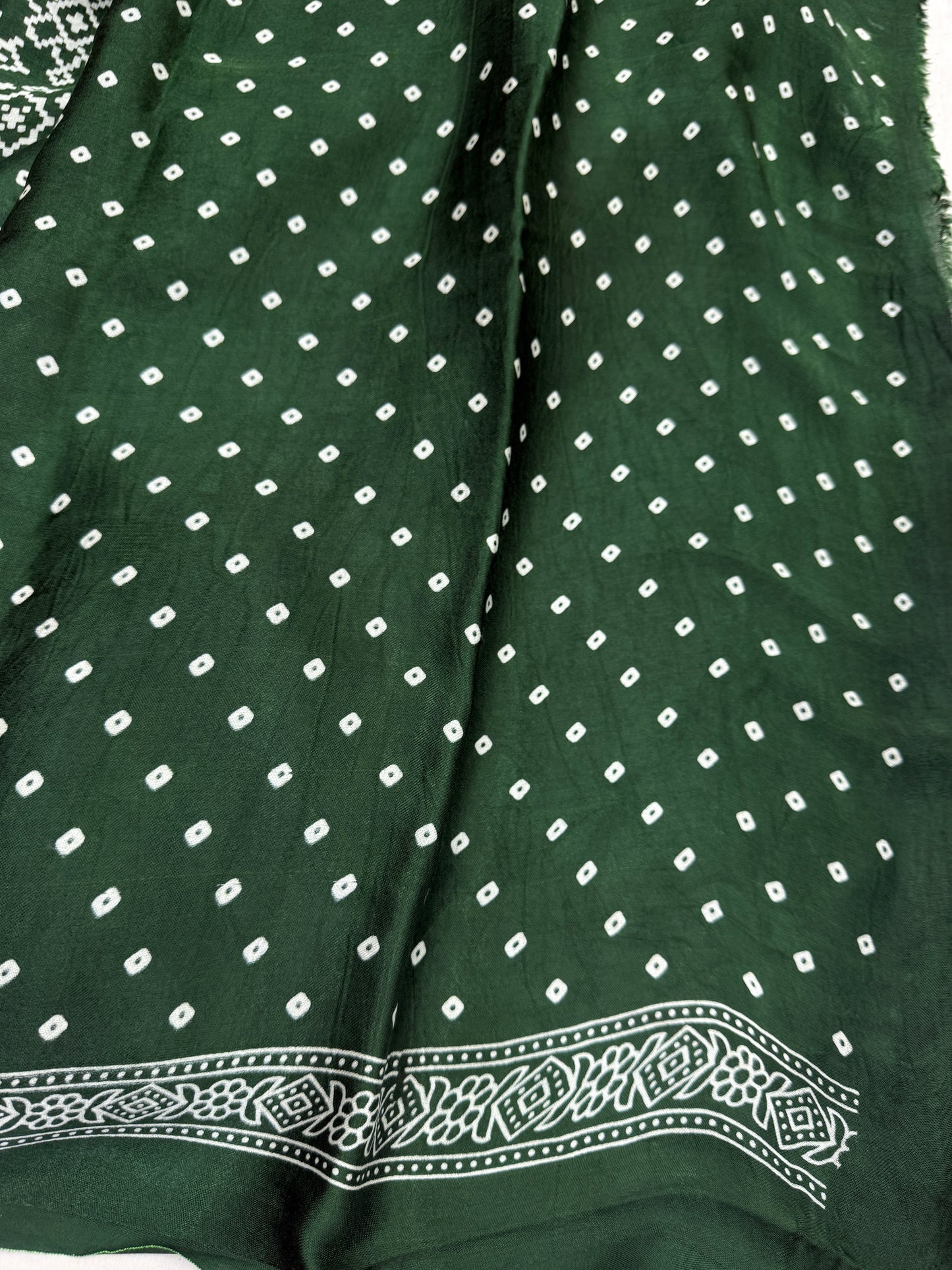 Green Balochi Baithak Ajrakh Modal Silk Saree