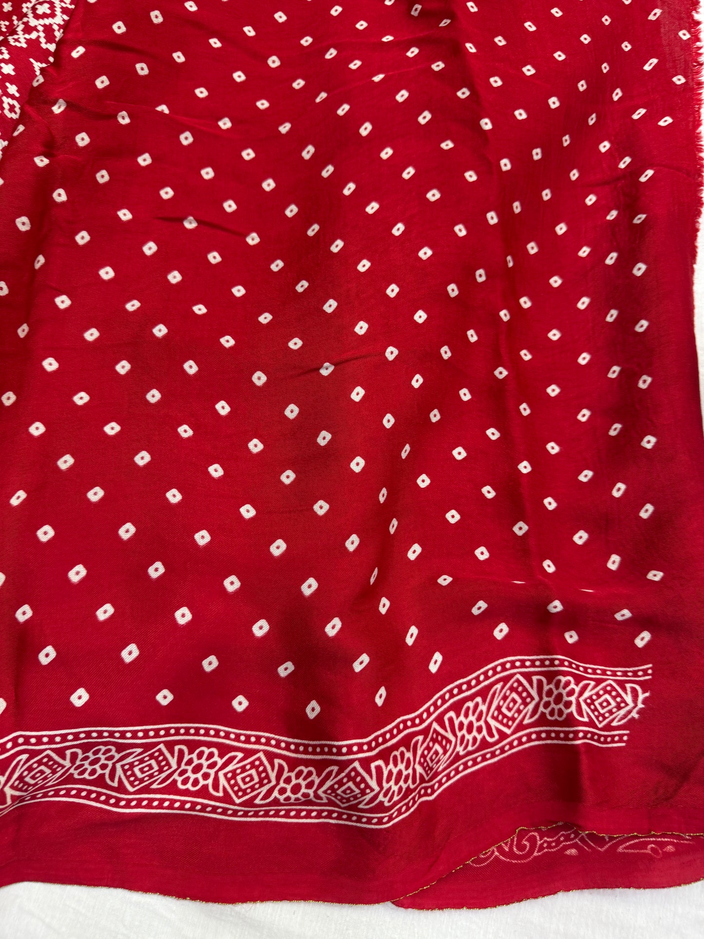 Red Balochi Baithak Ajrakh Modal Silk Saree
