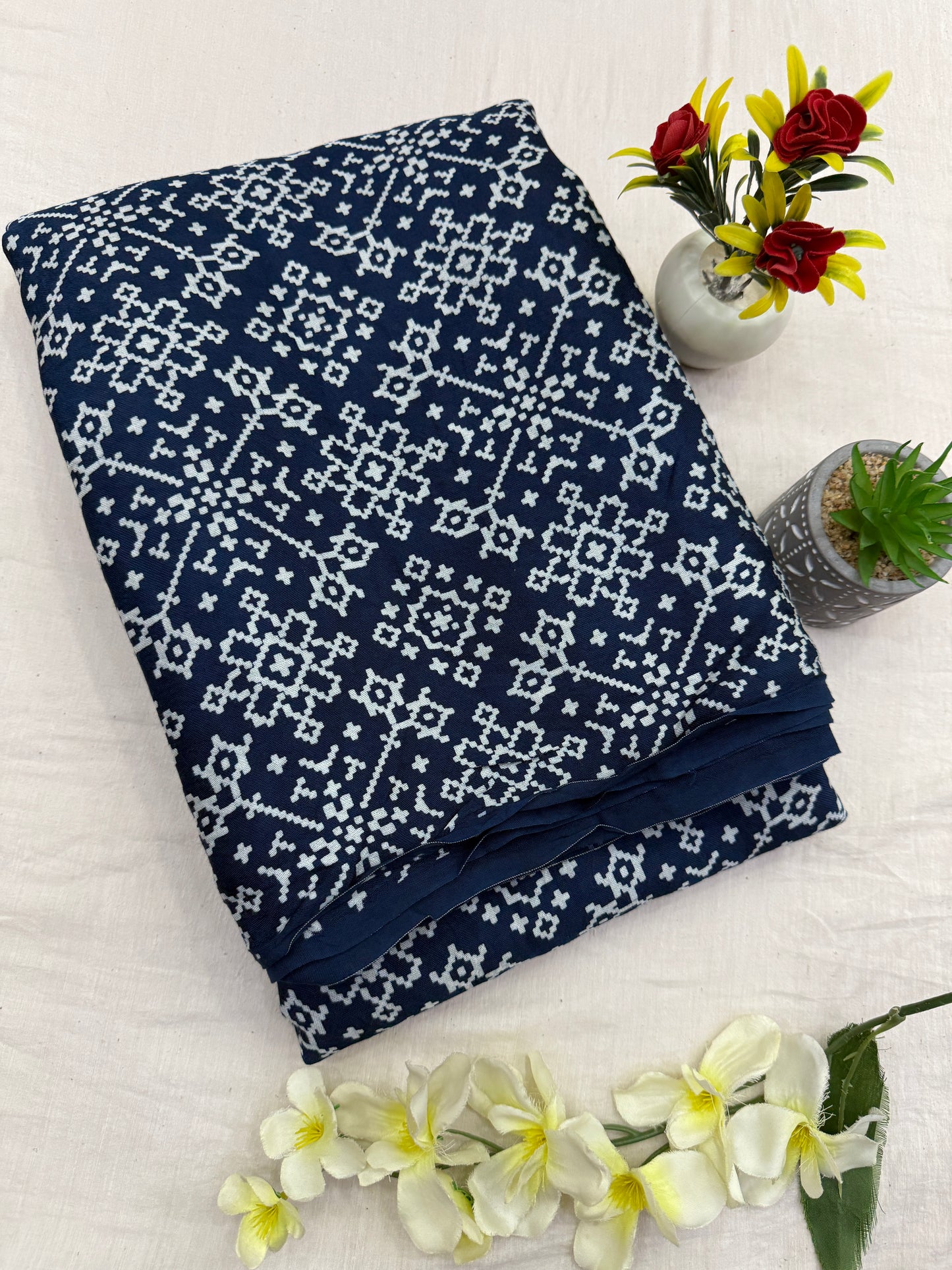 Teal Blue Balochi Baithak Ajrakh Modal Silk Saree
