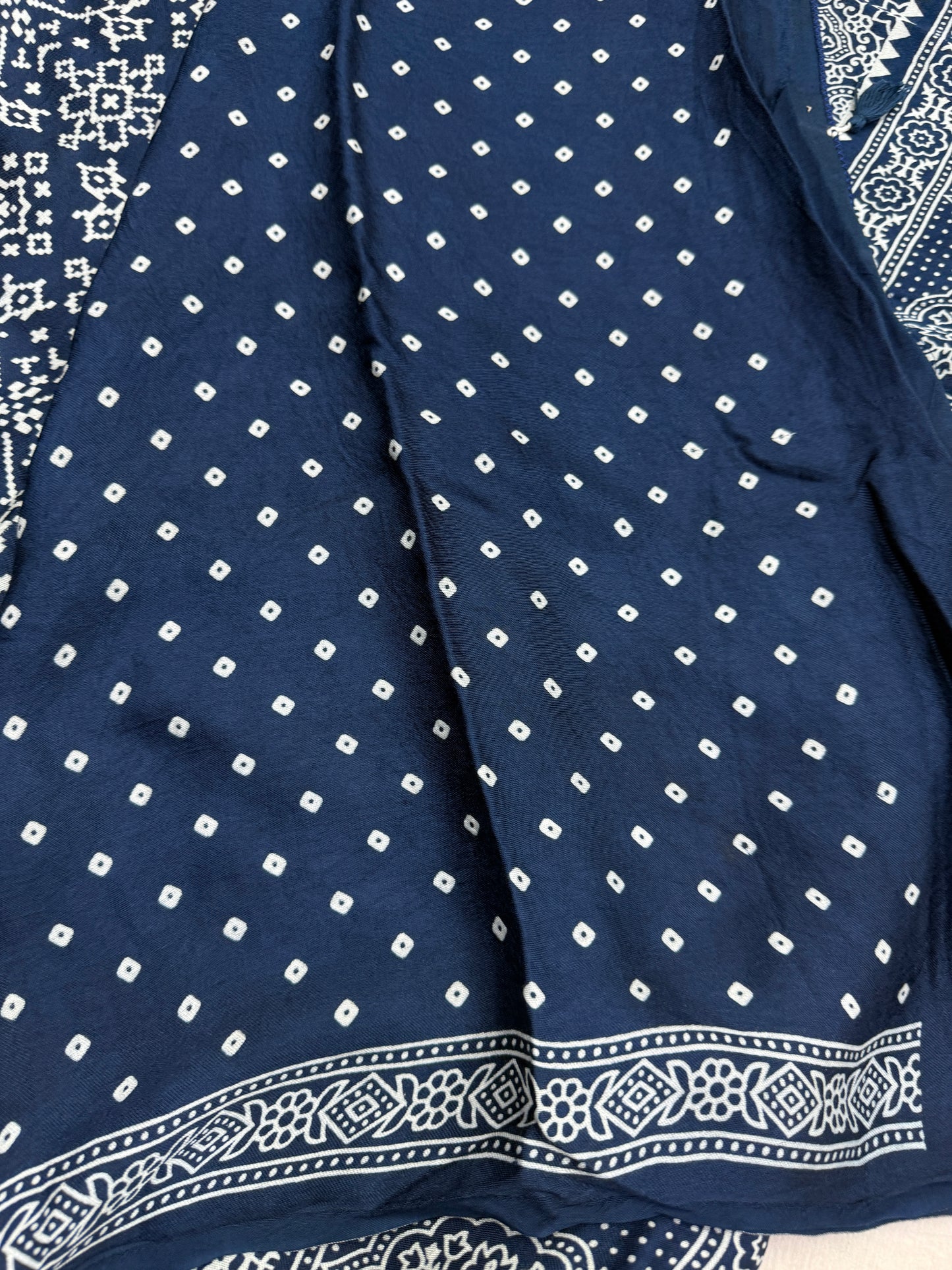 Teal Blue Balochi Baithak Ajrakh Modal Silk Saree