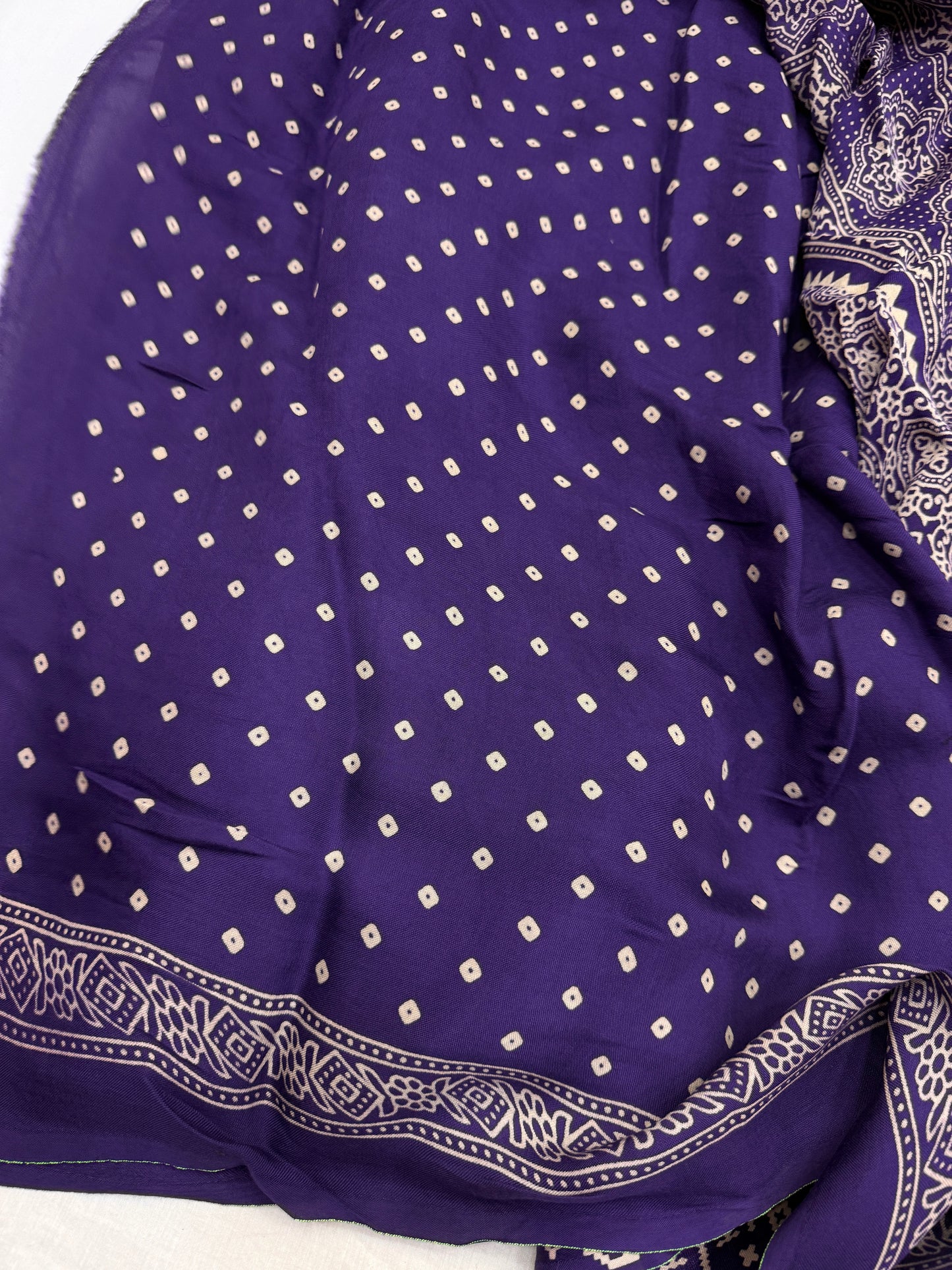 Violet Balochi Baithak Ajrakh Modal Silk Saree