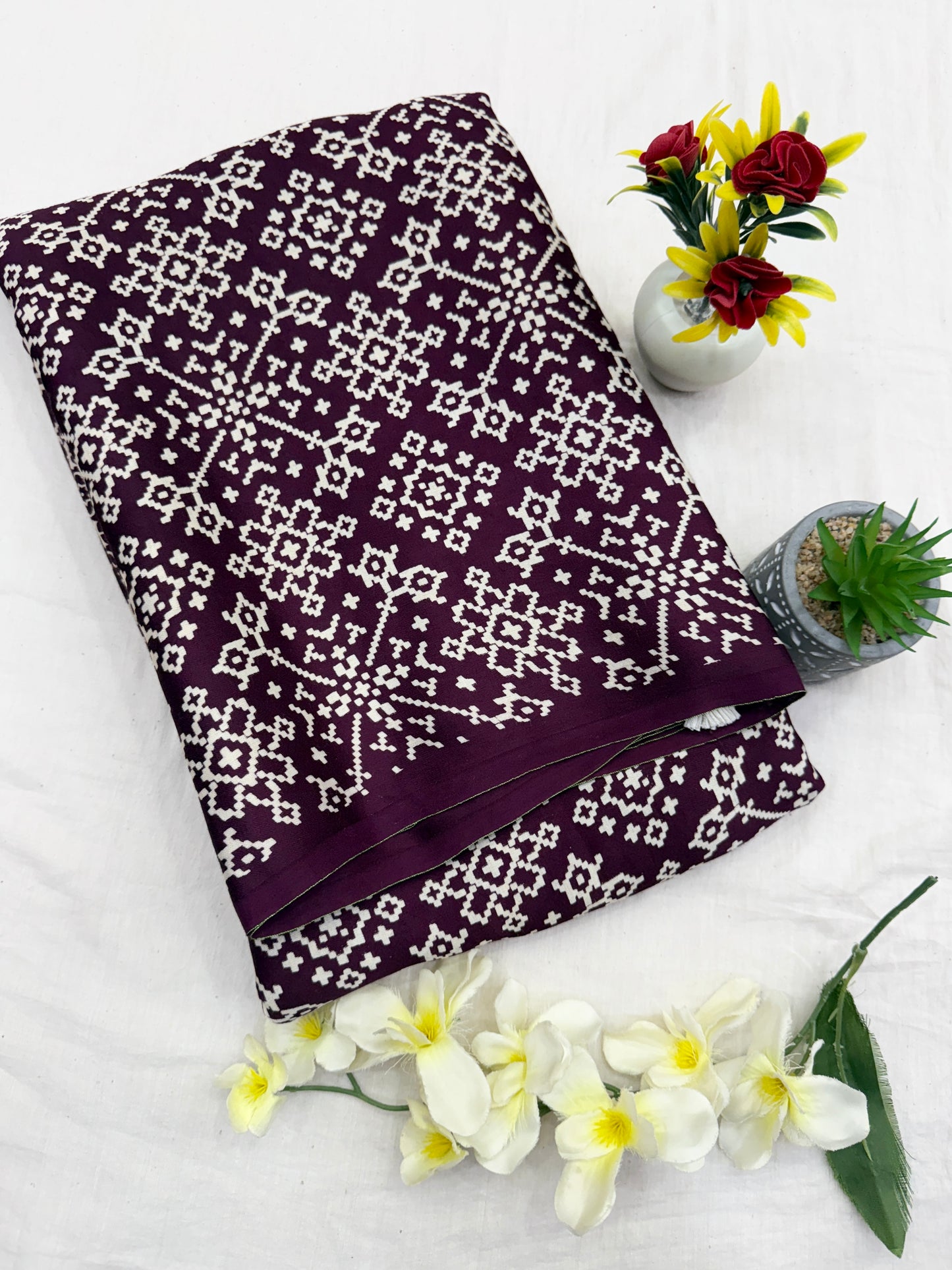 Plum Balochi Baithak Ajrakh Modal Silk Saree