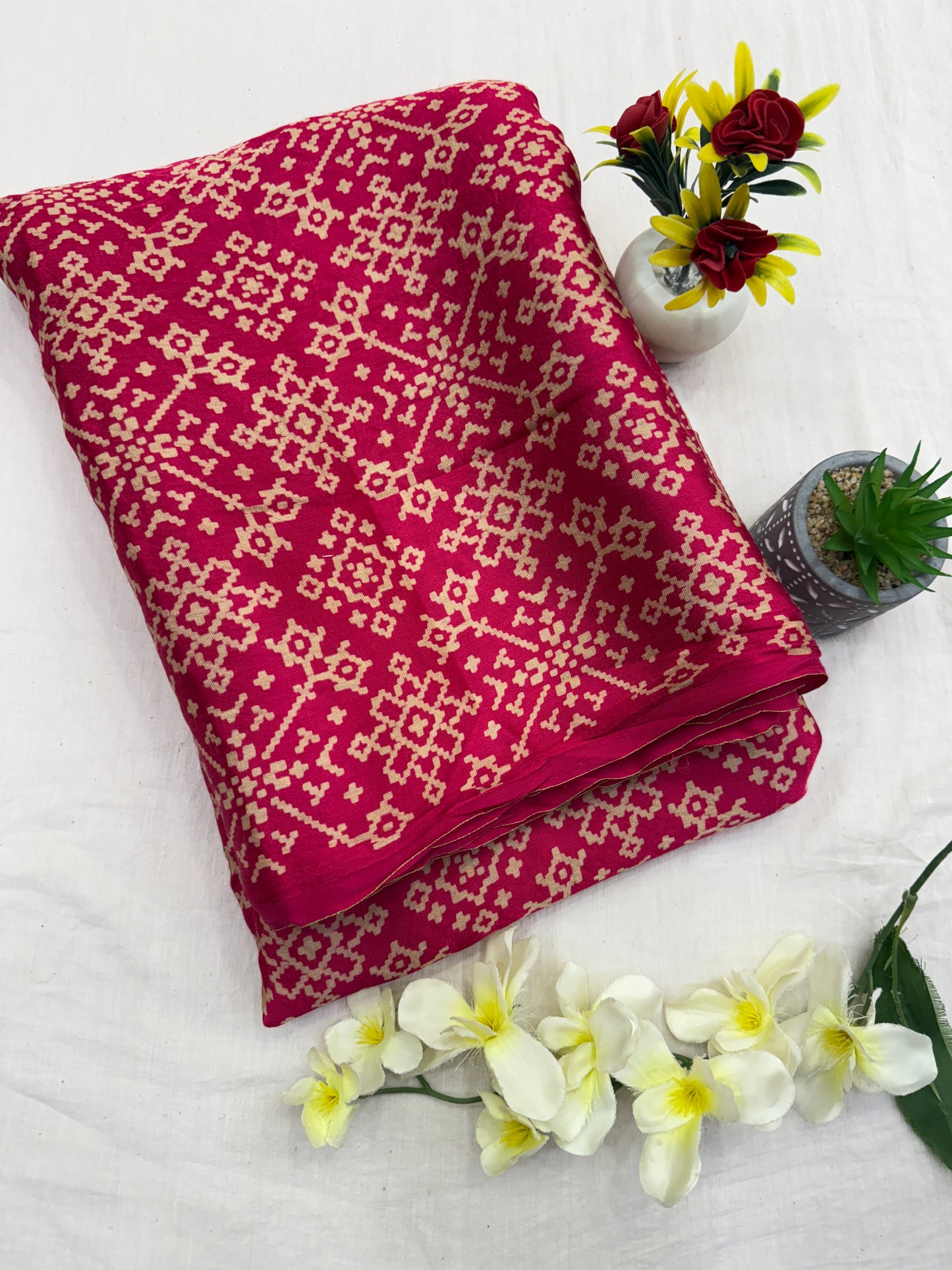 Pink Balochi Baithak Ajrakh Modal Silk Saree