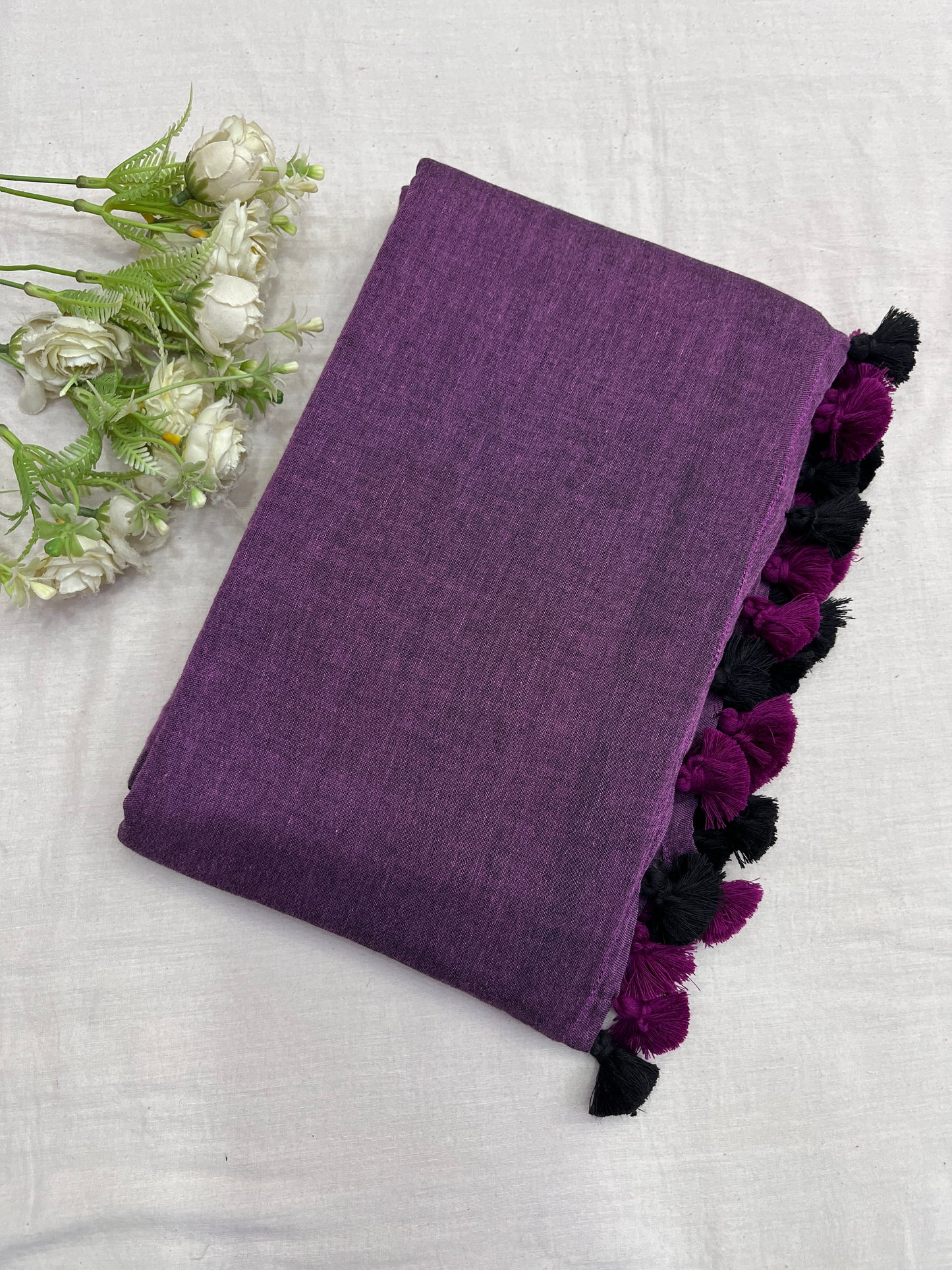 Plum Purple Mulmul Saree