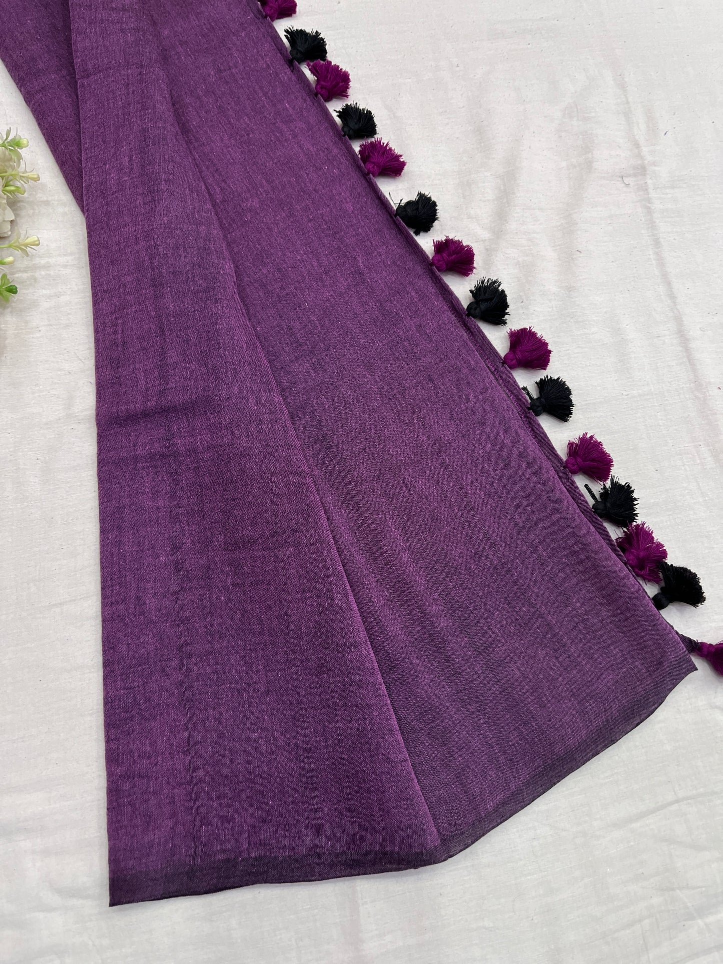 Plum Purple Mulmul Saree