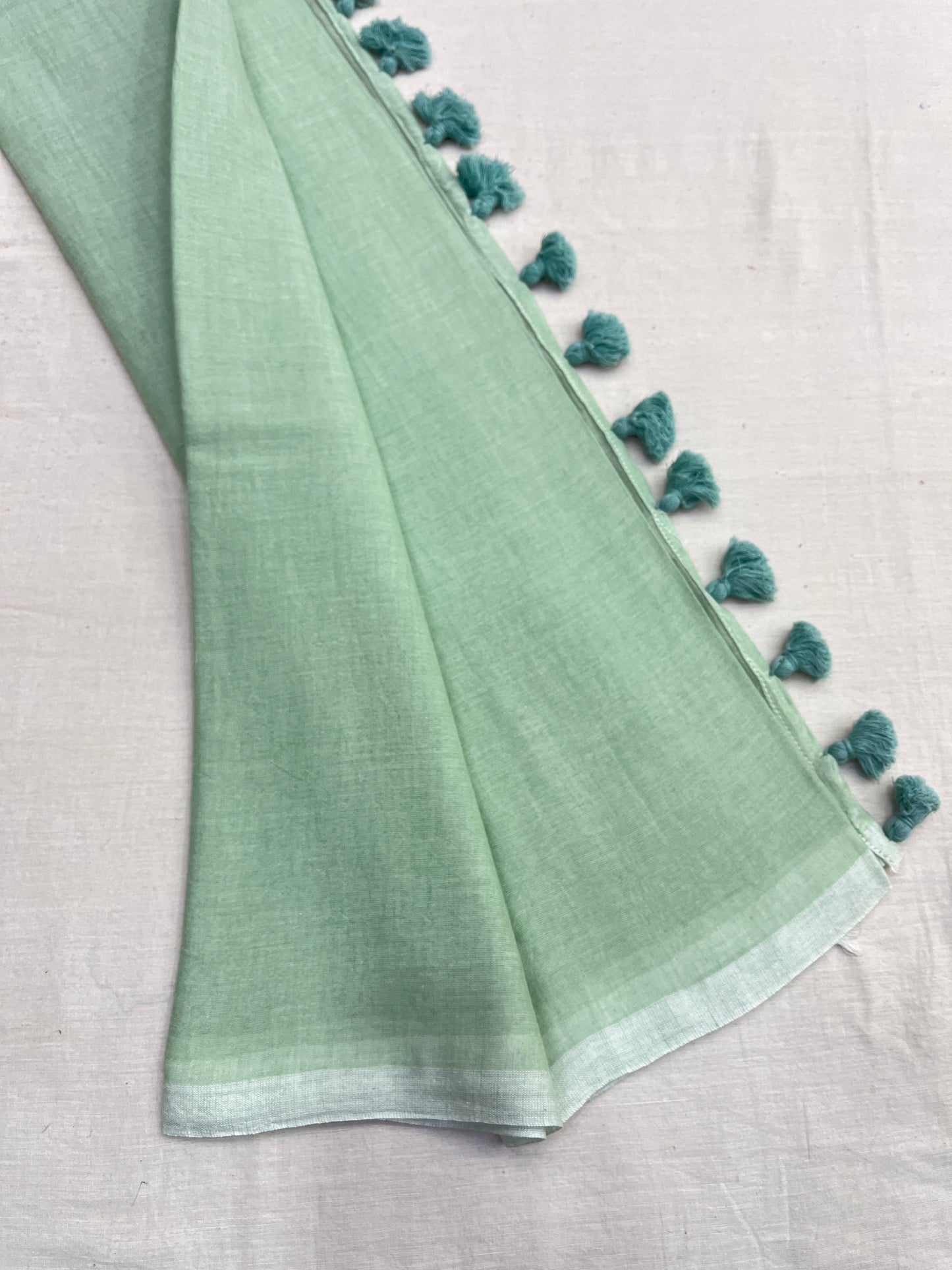Foam Green Mulmul Saree