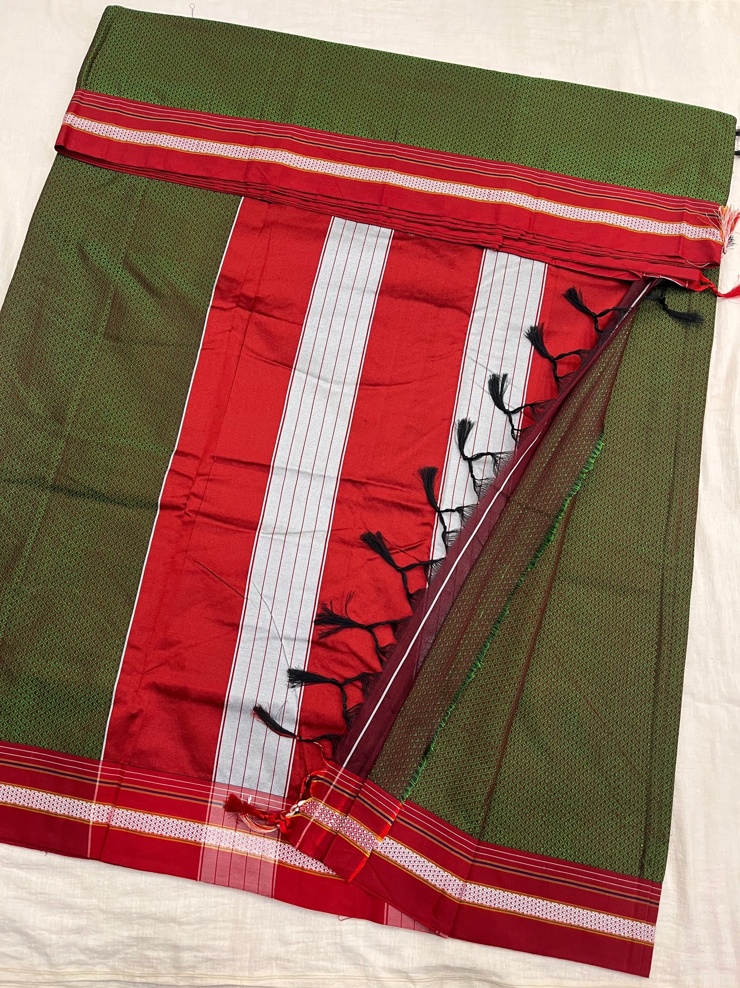 Olive Maroon Khun Saree