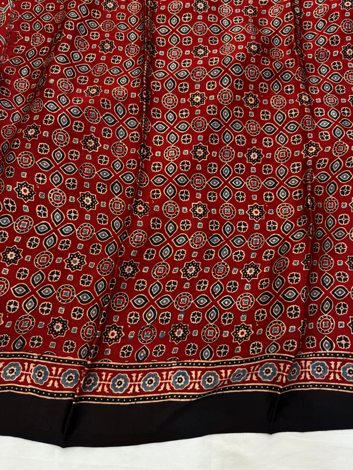 Lal Jaal Ajrakh Print Modal Silk Saree