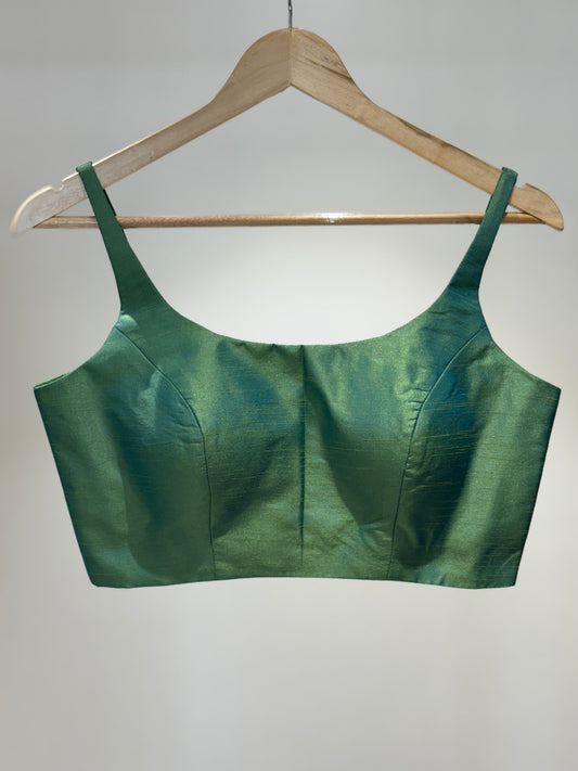 Pista Scoop Neck Raw Silk Blouse