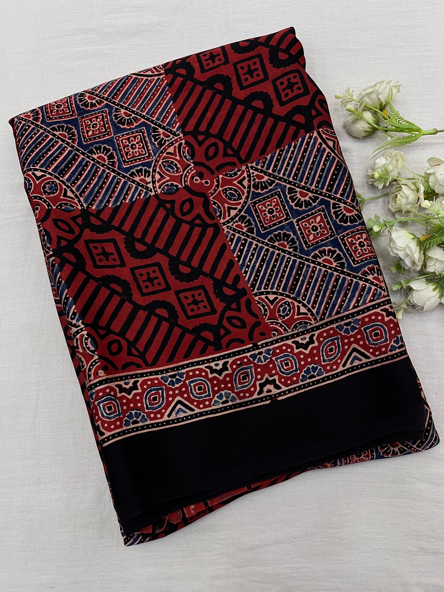 ChitraKatha Ajrakh Print Modal Silk Saree