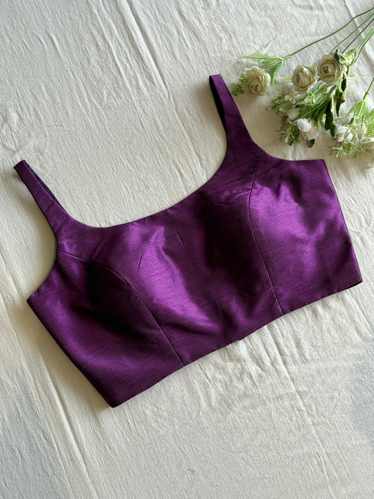 Jamun Scoop Neck Raw Silk Blouse