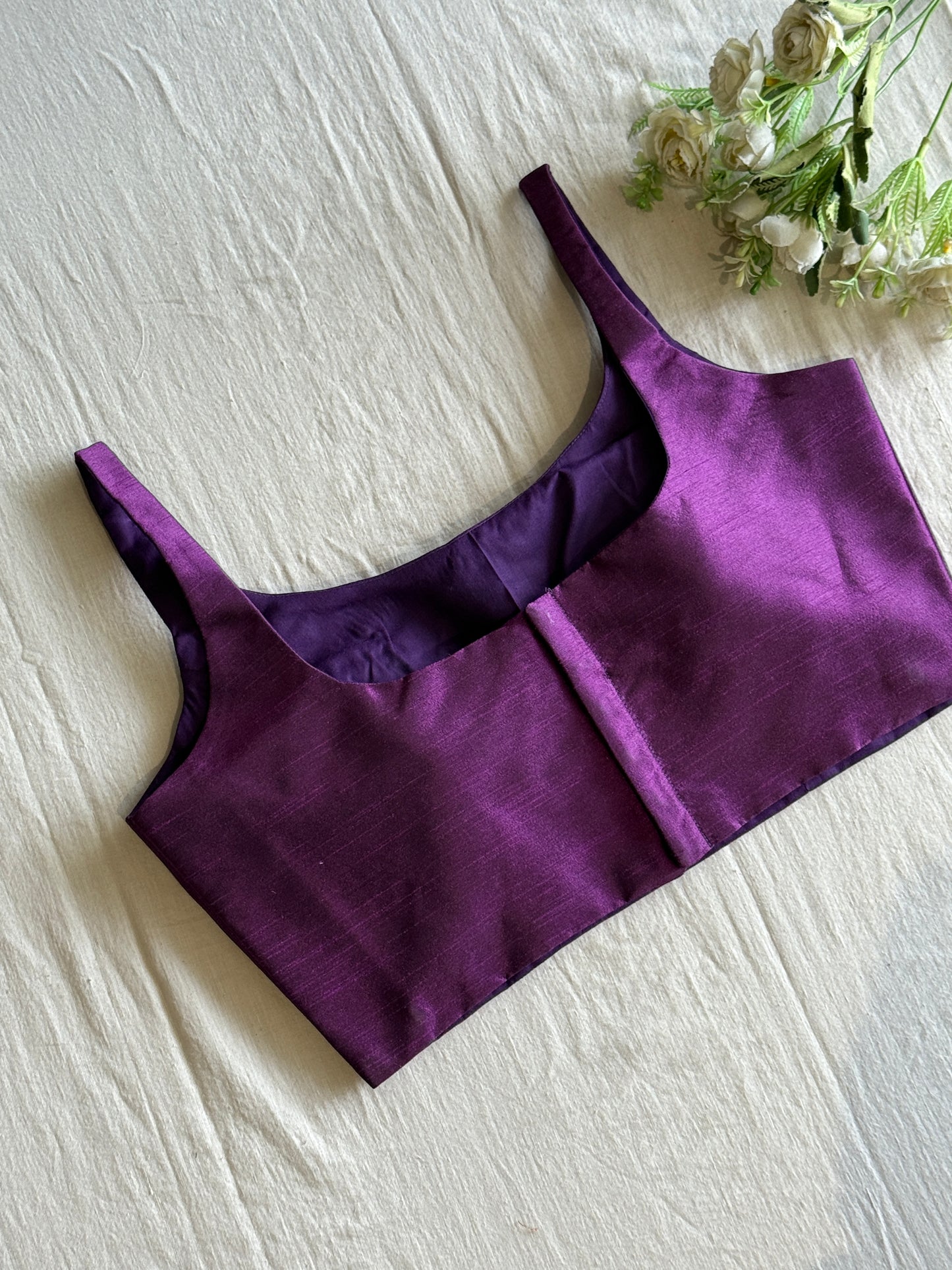 Jamun Scoop Neck Raw Silk Blouse