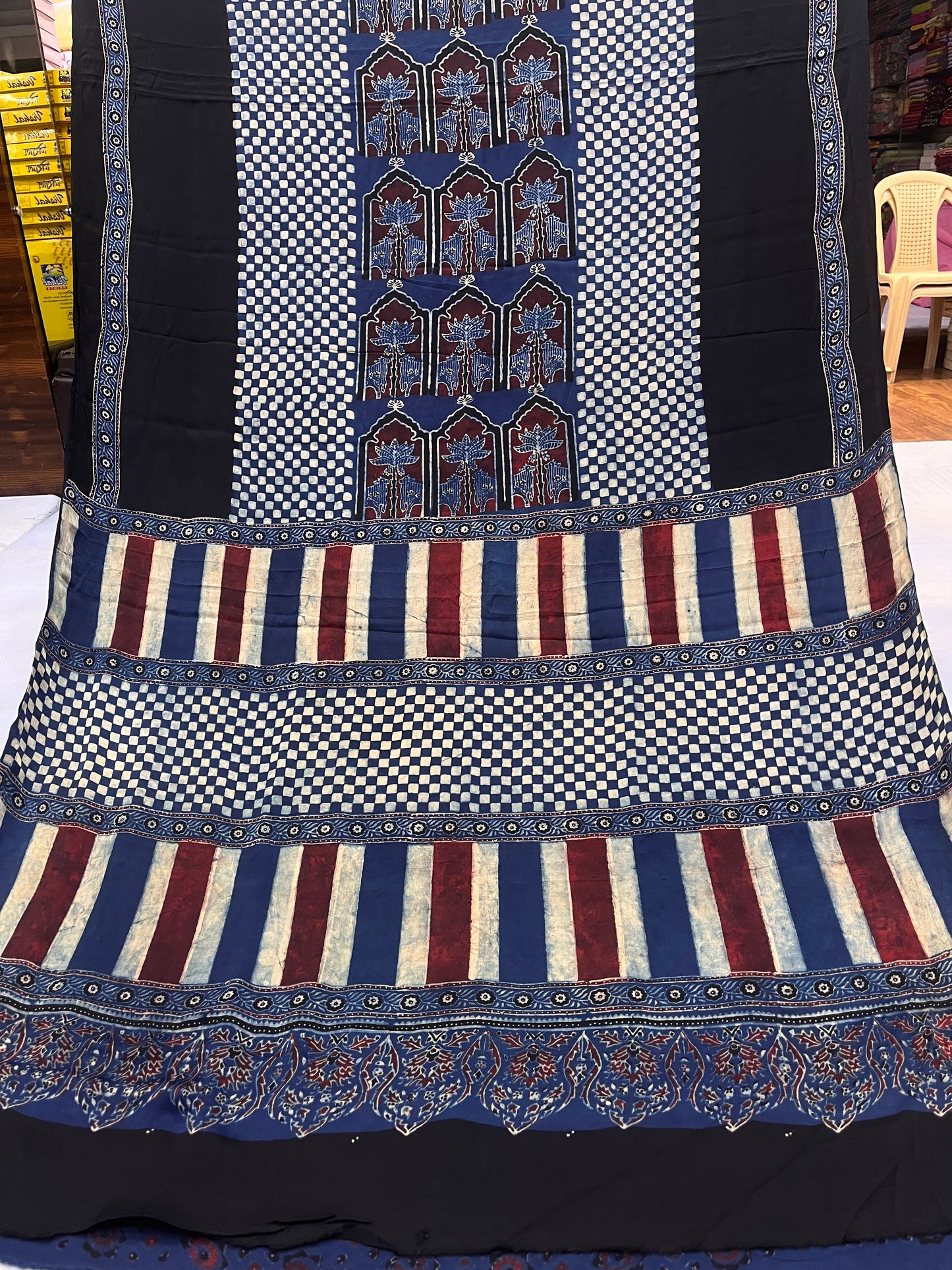 NeelMahal Ajrakh Print Modal Silk Saree