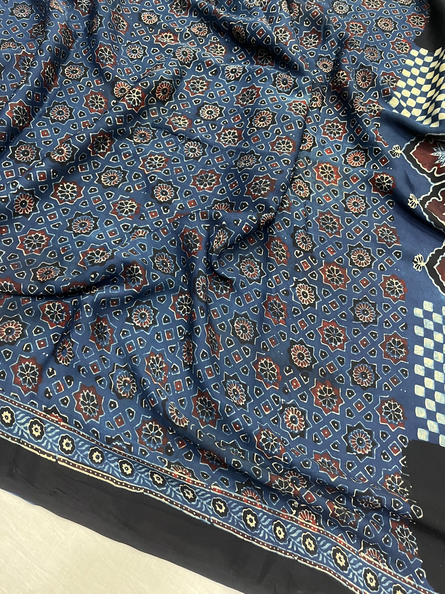 NeelMahal Ajrakh Print Modal Silk Saree