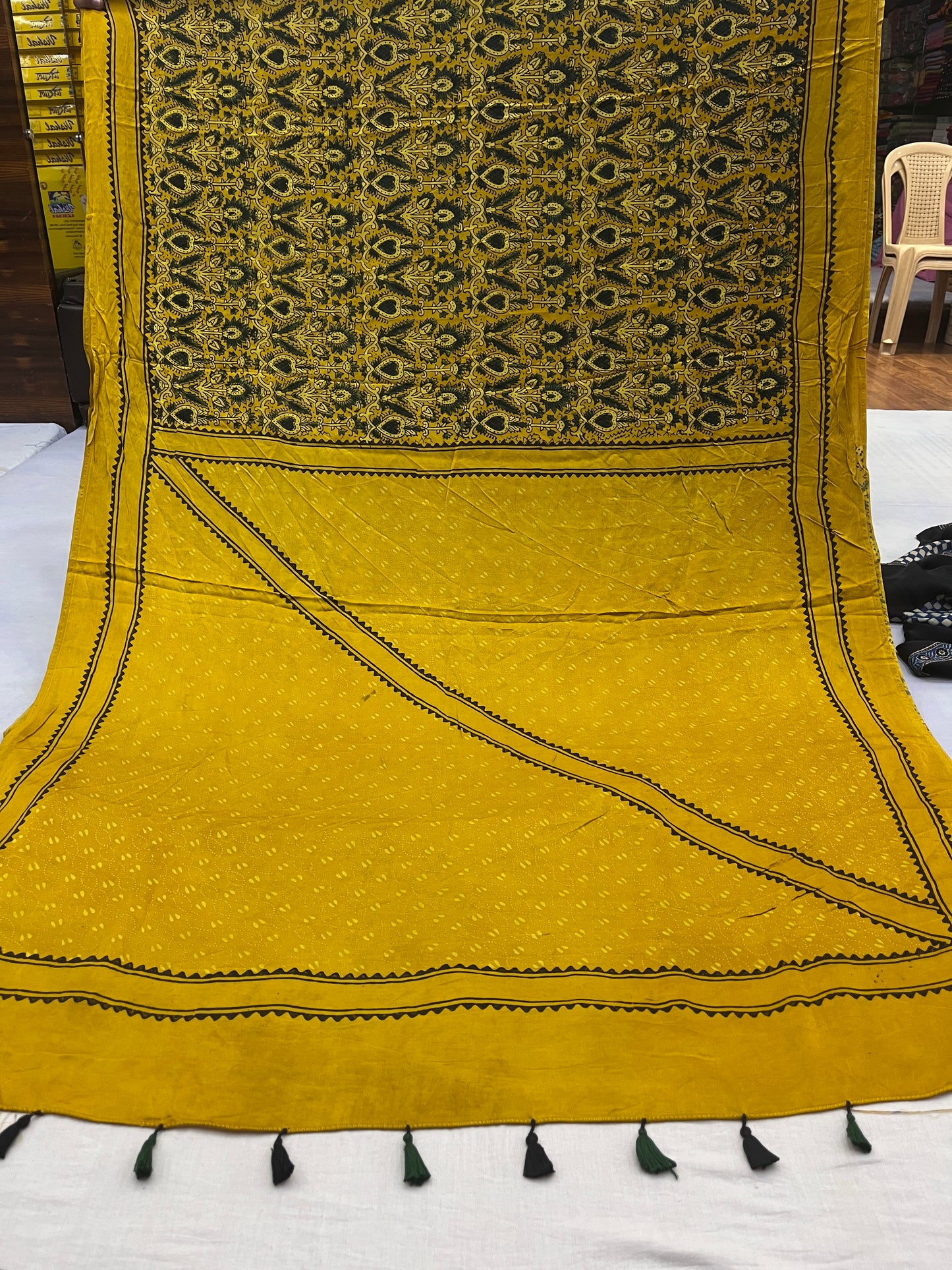 Haldi Baag Ajrakh Print Modal Silk Saree