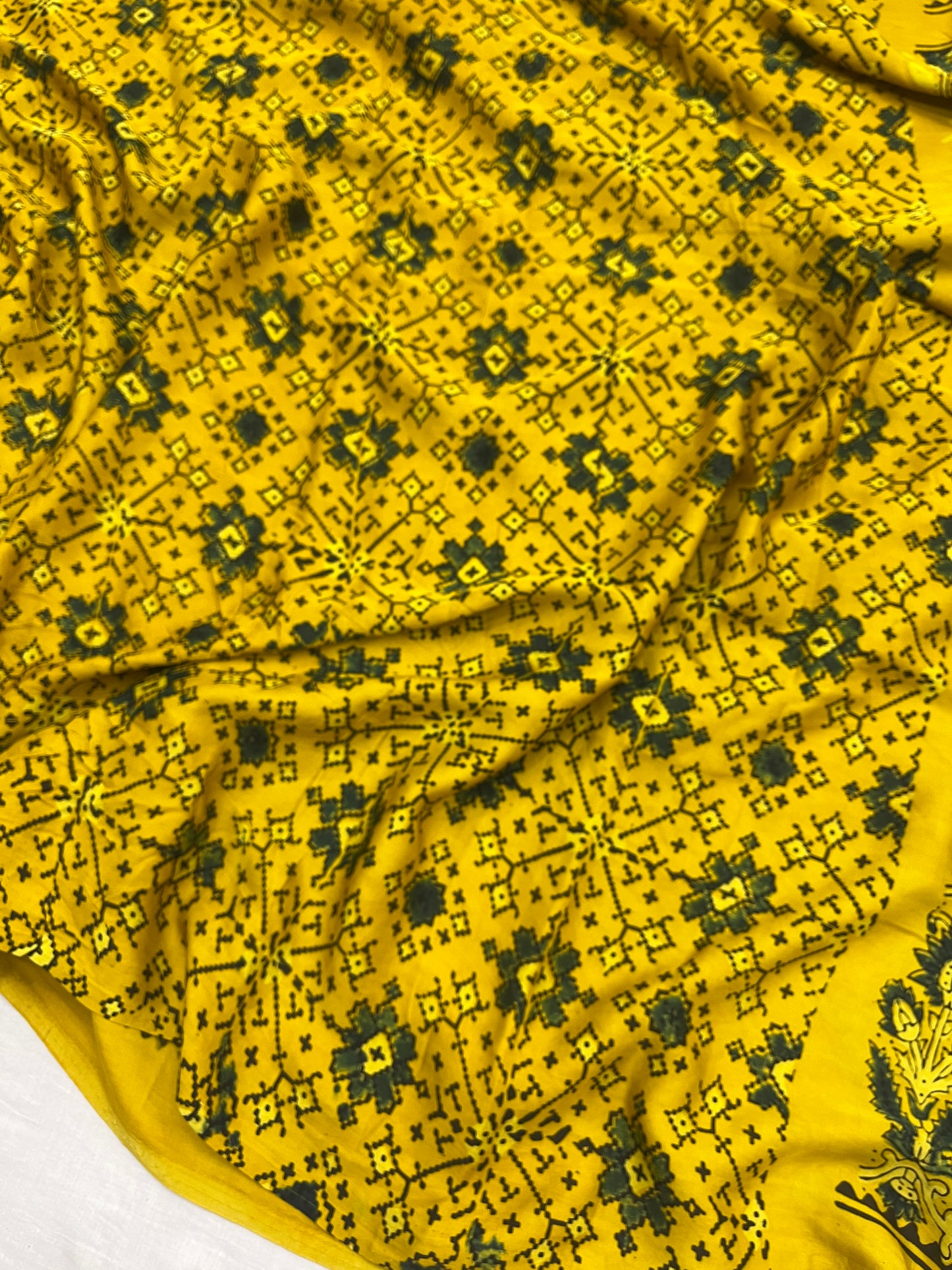 Haldi Baag Ajrakh Print Modal Silk Saree