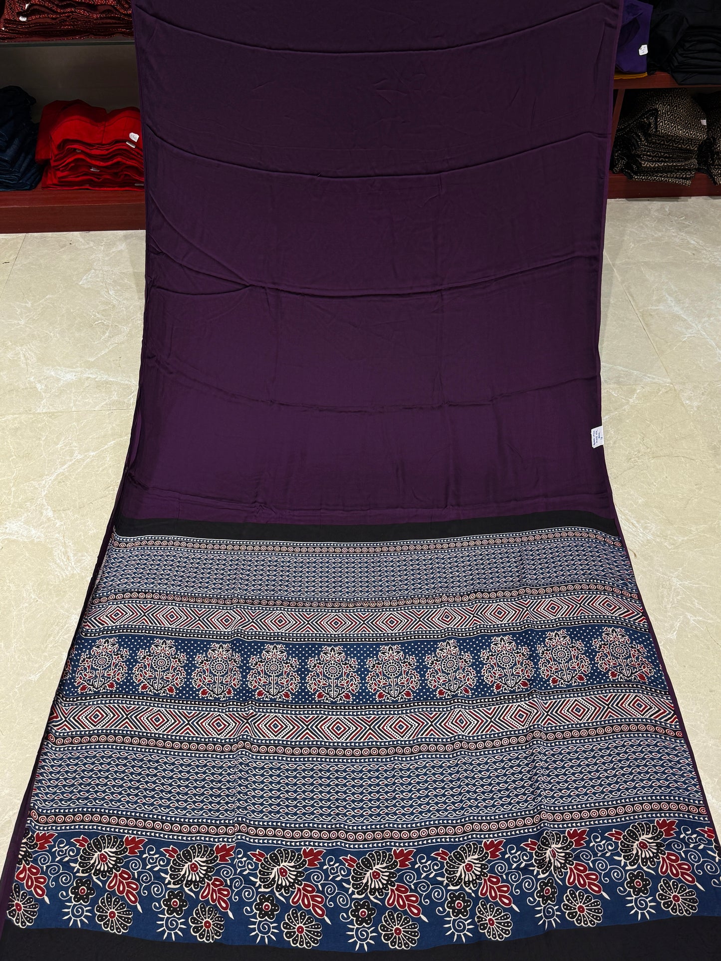 Ajrakh Plain Modal Silk Saree 16