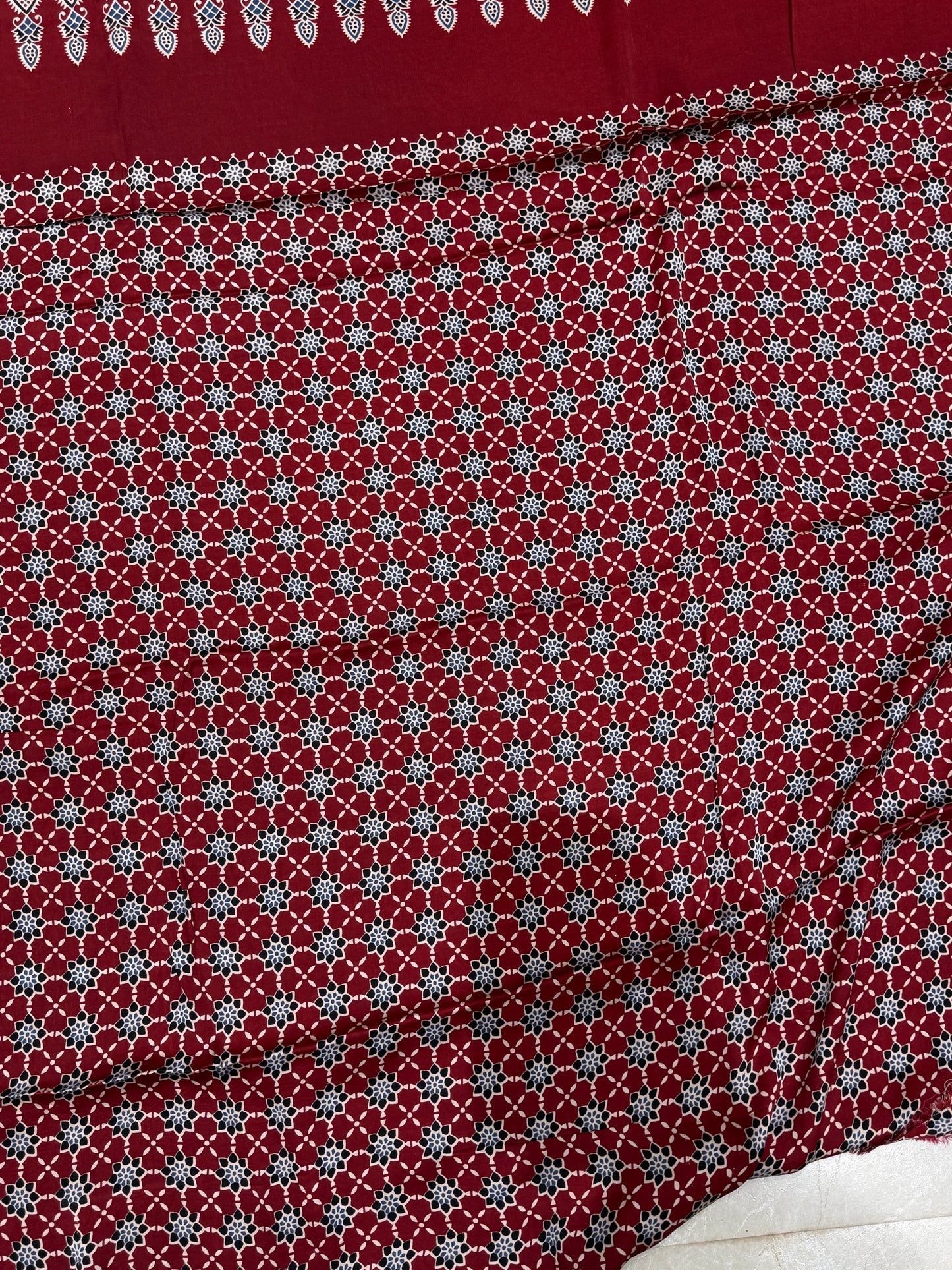 Ajrakh Plain Modal Silk Saree 18