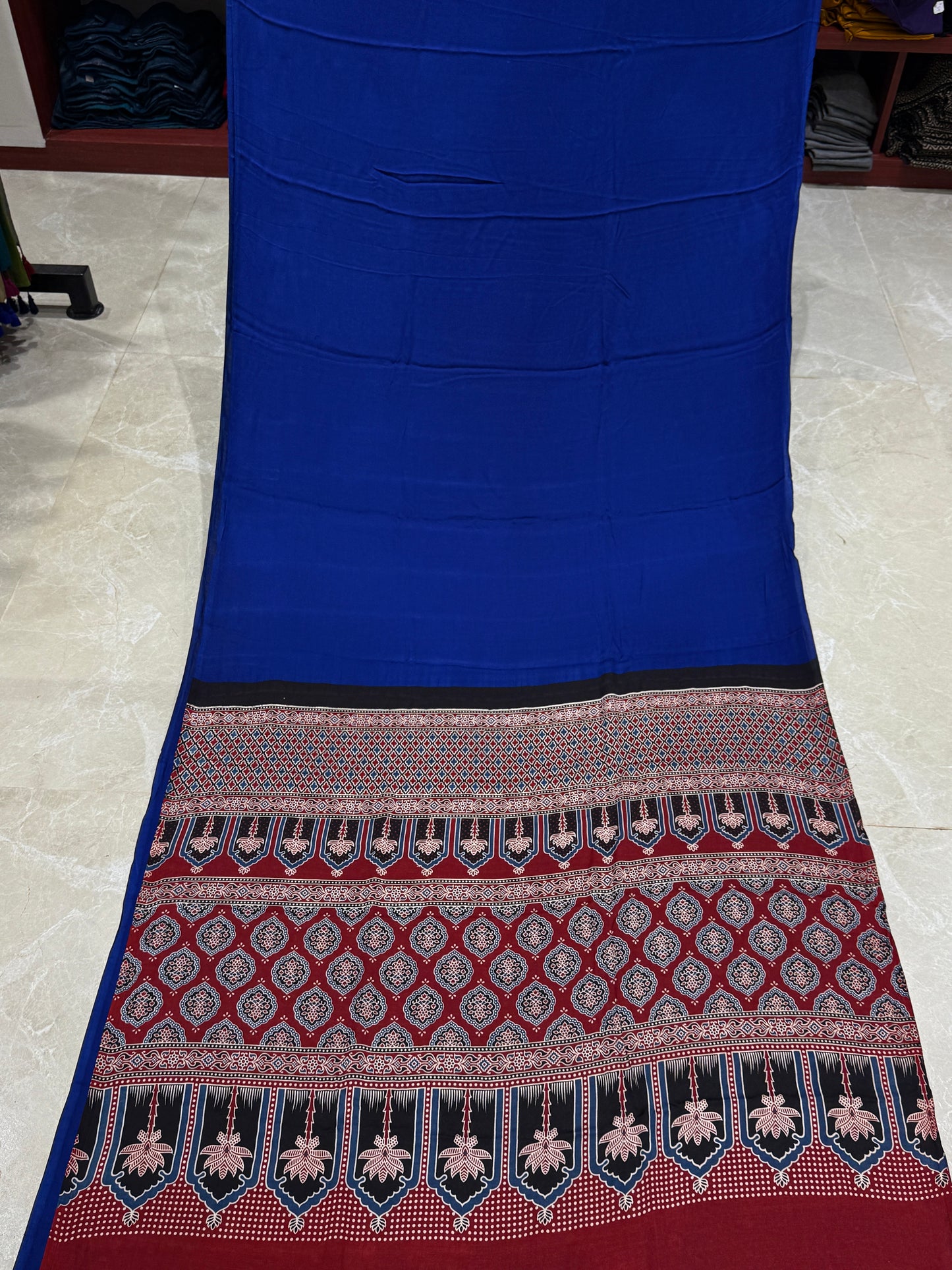 Ajrakh Plain Modal Silk Saree 21