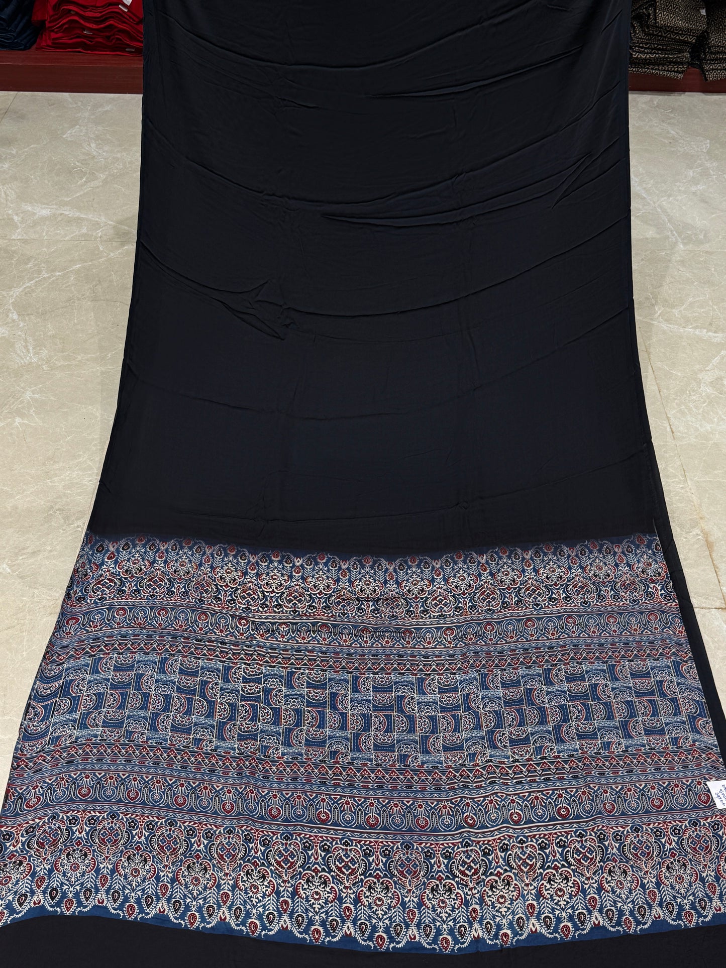 Ajrakh Plain Modal Silk Saree 08