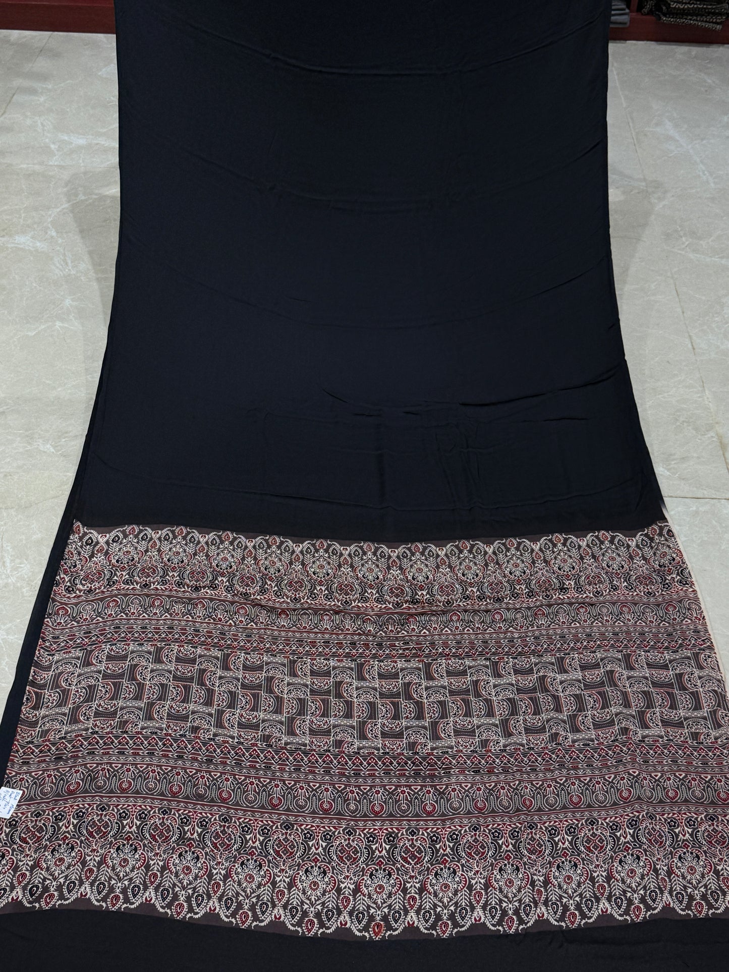 Ajrakh Plain Modal Silk Saree 03