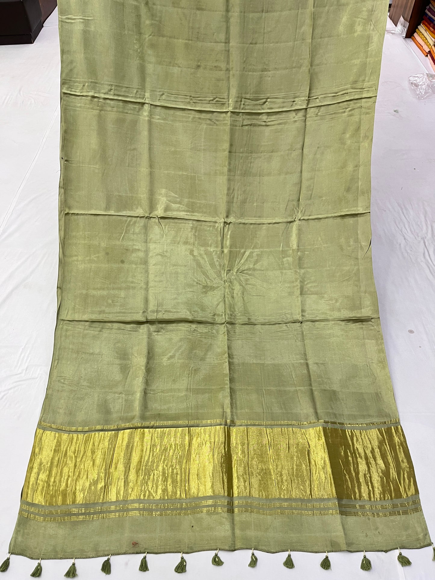 Elaichi Modal Satin Silk Lagdi Pallu Saree