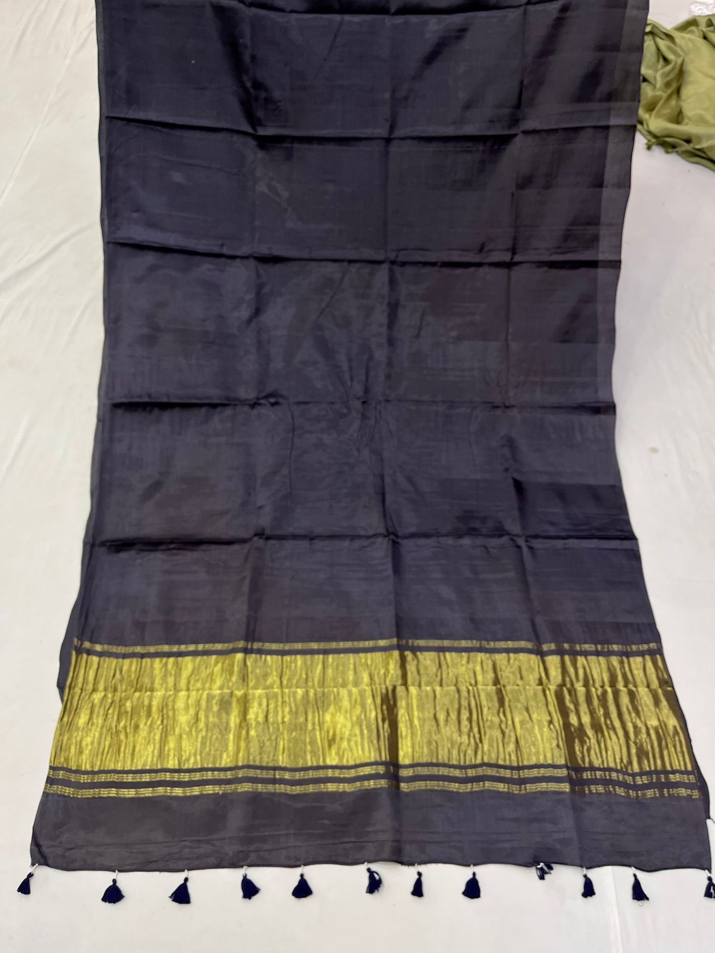 Grey Denim Modal Satin Silk Lagdi Pallu Saree