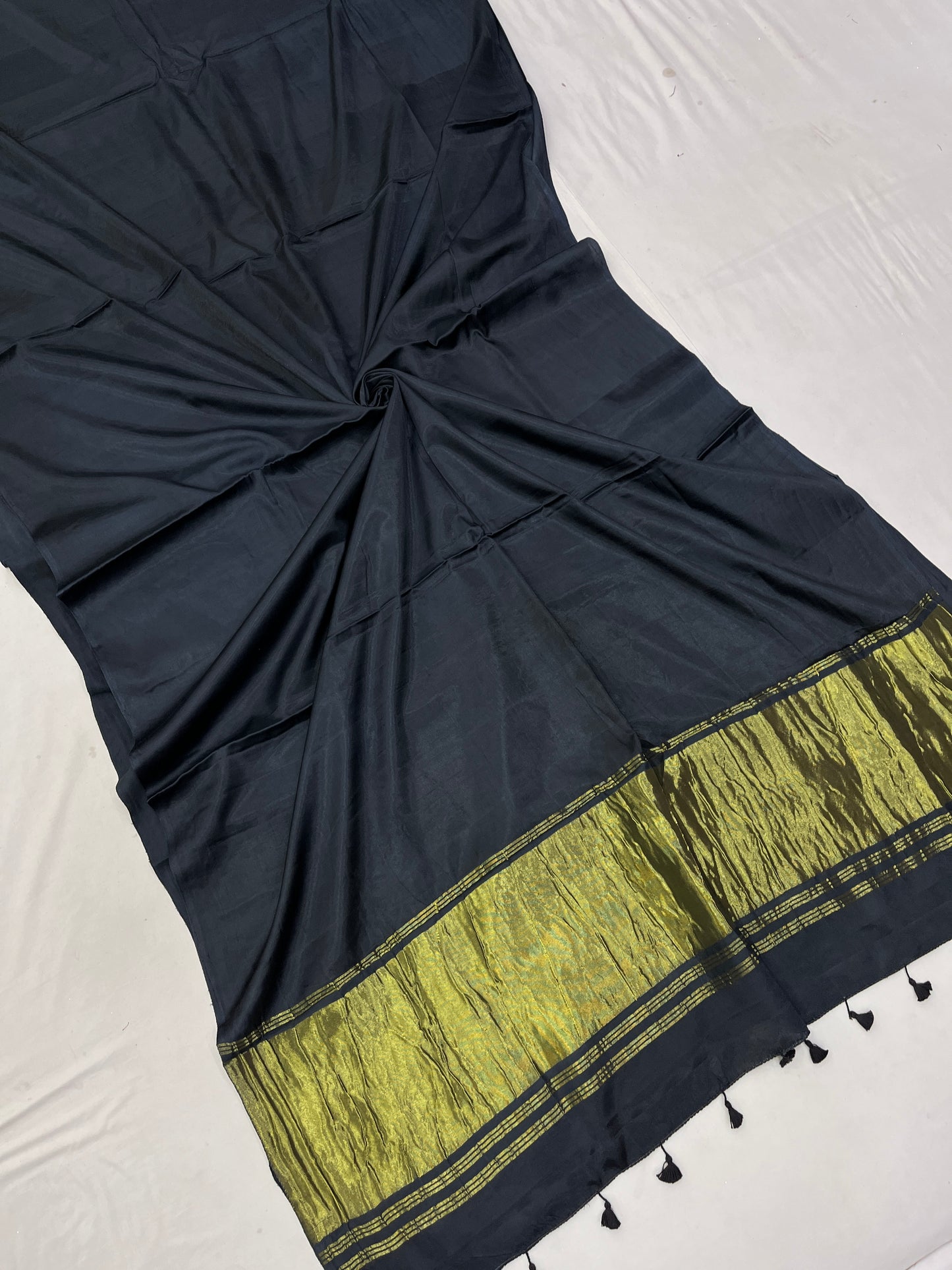 Charcoal Modal Satin Silk Lagdi Pallu Saree