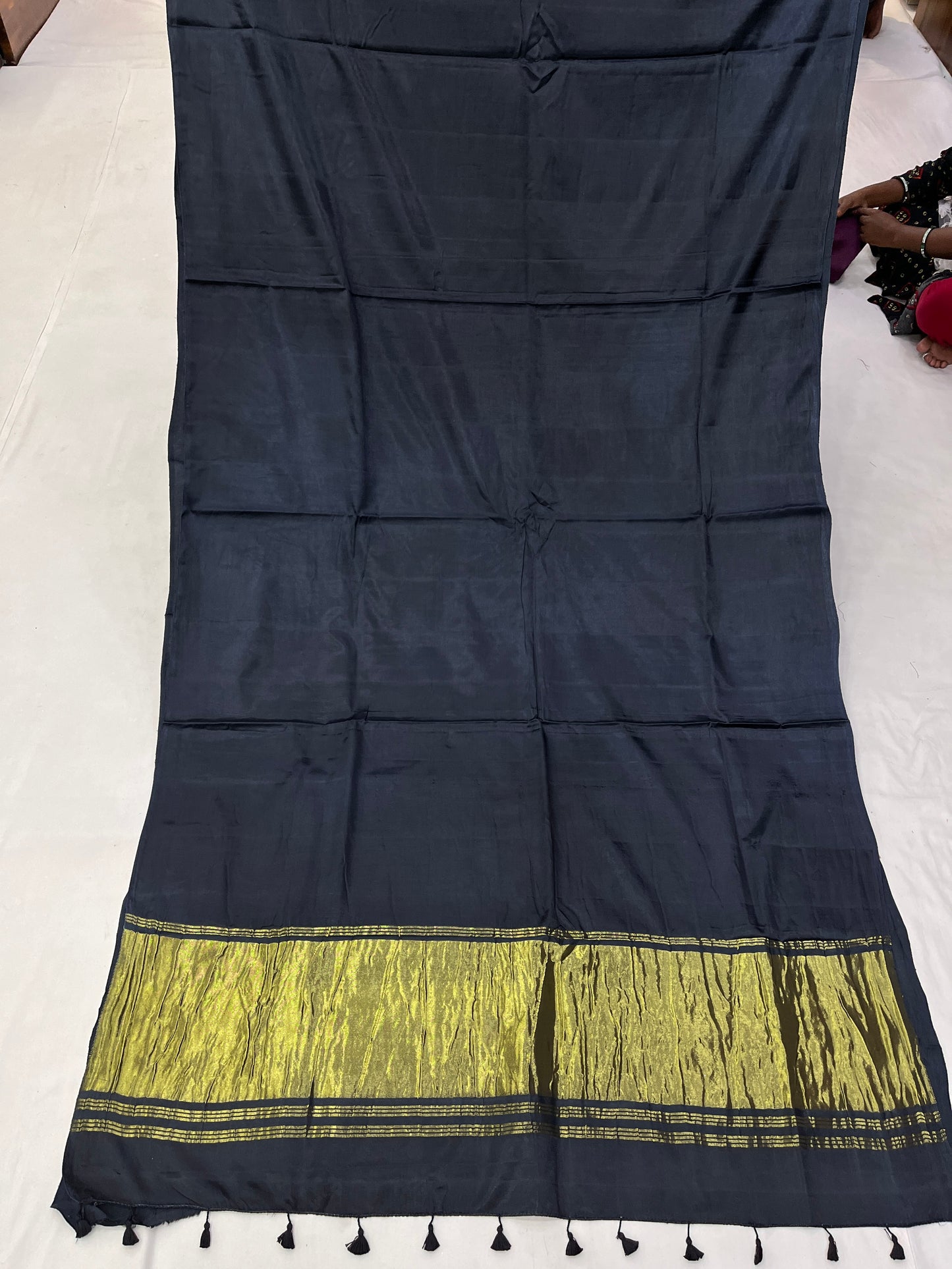 Charcoal Modal Satin Silk Lagdi Pallu Saree