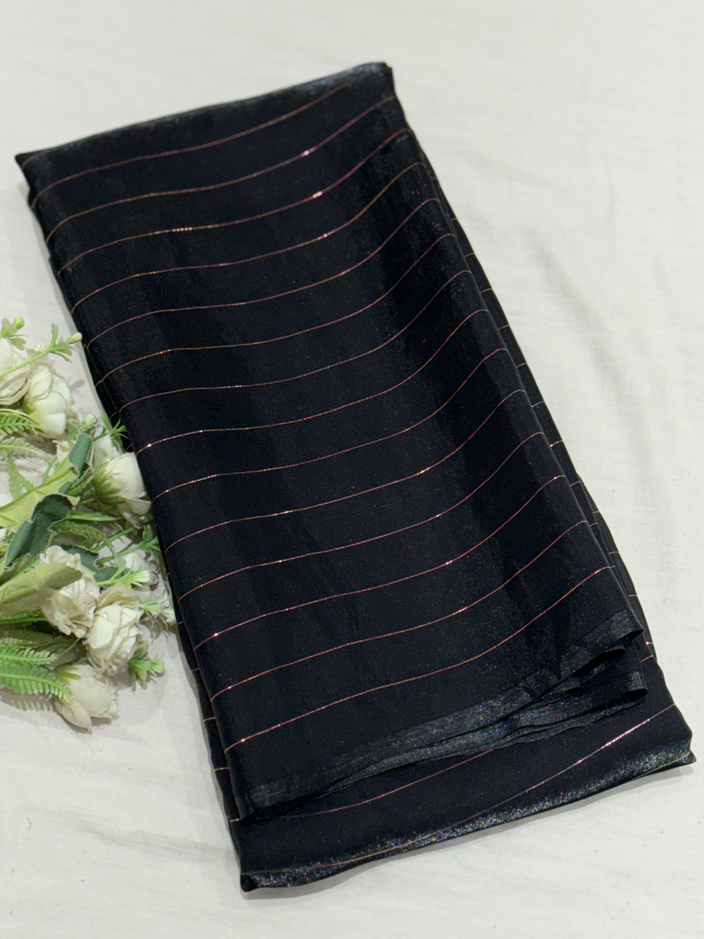 Black Fendy Stripe Saree