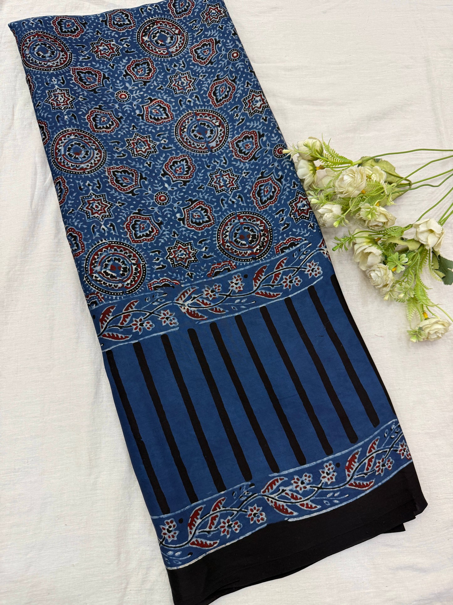 Indigo Mystique Ajrakh Modal Silk Saree