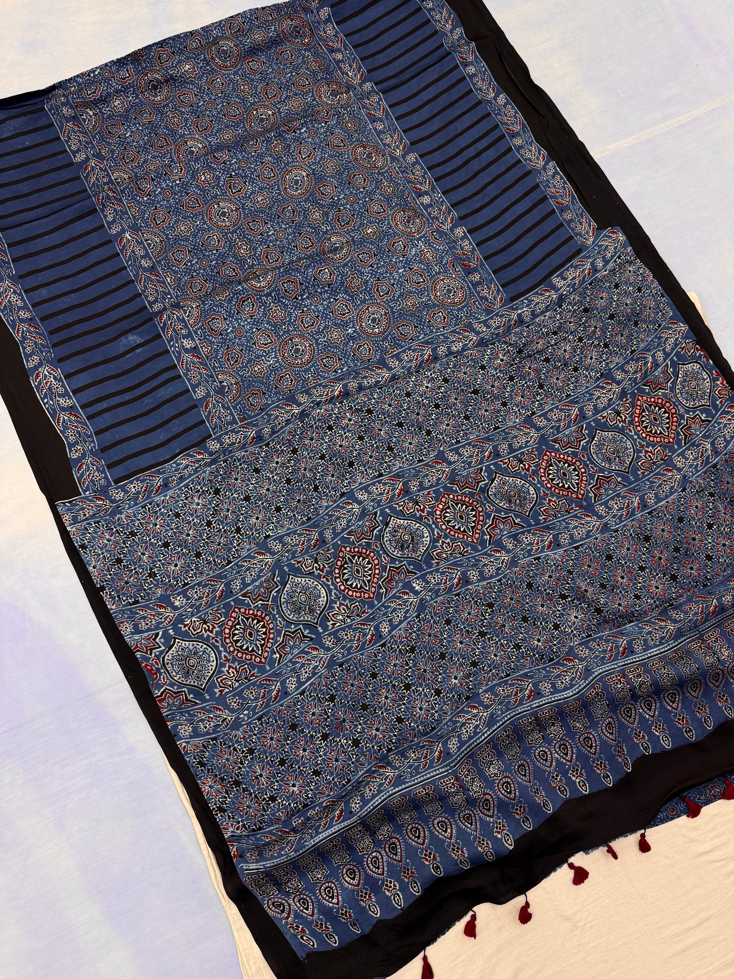 Indigo Mystique Ajrakh Modal Silk Saree