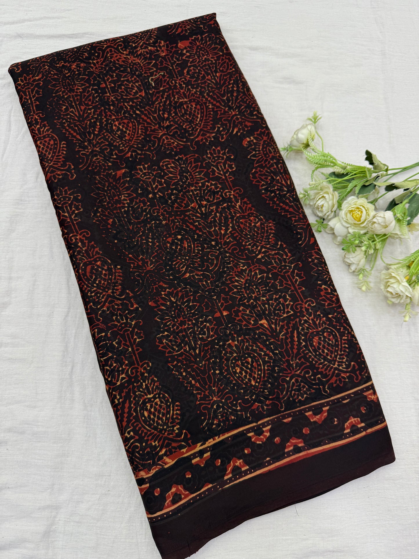 Noorani Ajrakh Modal Silk Saree