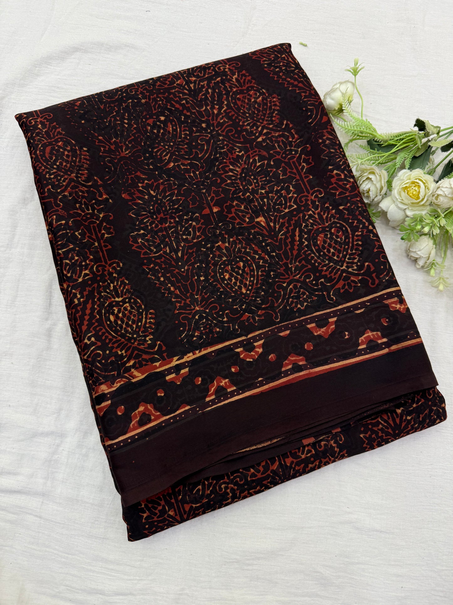 Noorani Ajrakh Modal Silk Saree