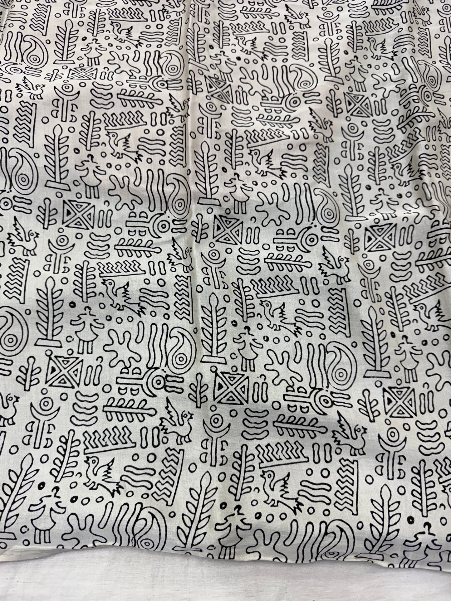 Cream Red Dot Ajrakh Modal Silk Saree