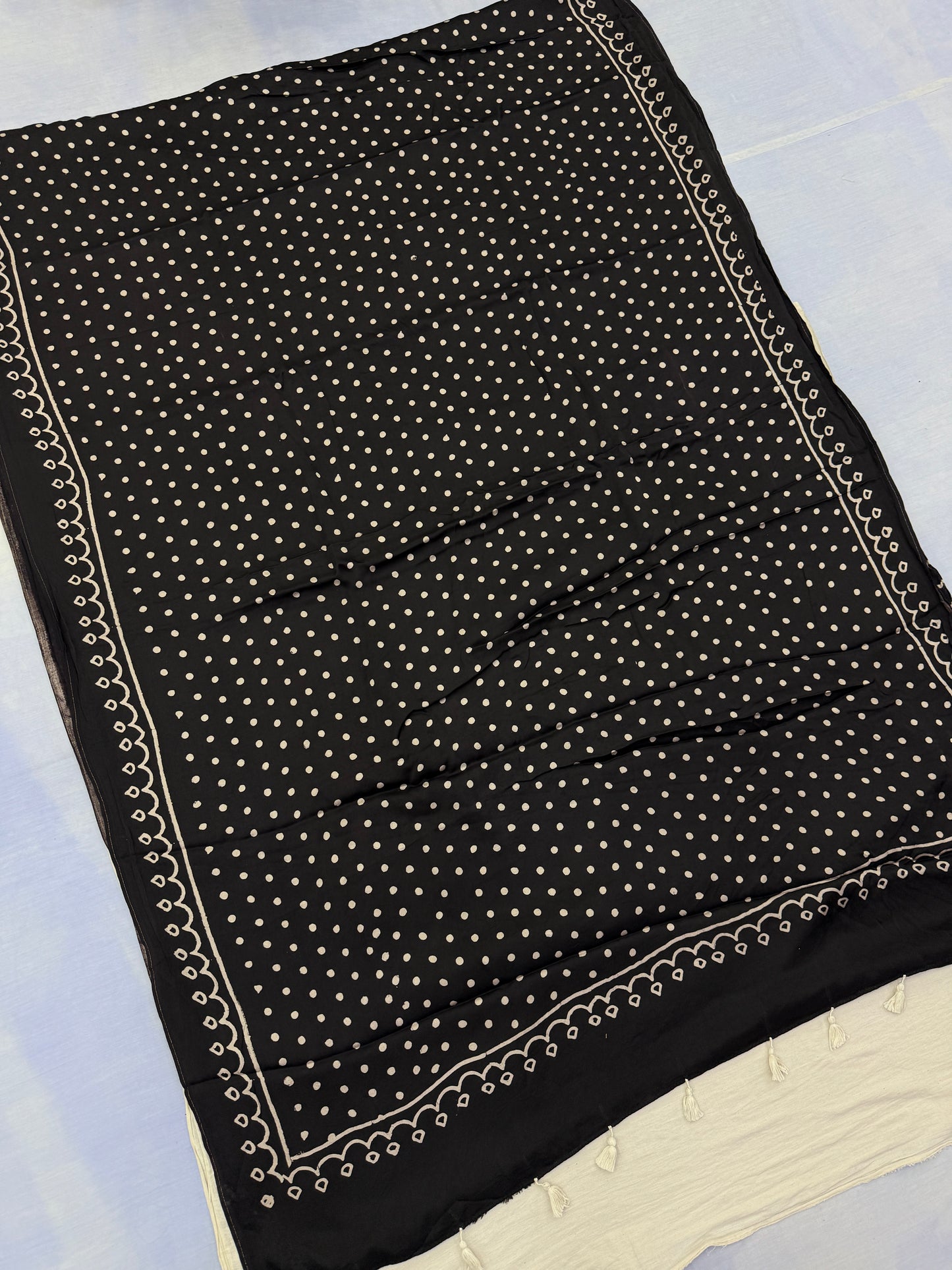 Chandarka – Black Polka Ajrakh Modal Silk Saree